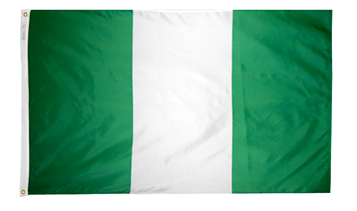 Nigeria Flag 4x6 ft. Nylon SolarGuard Nyl-Glo 100% Made in USA to Official United Nations Design Specifications.