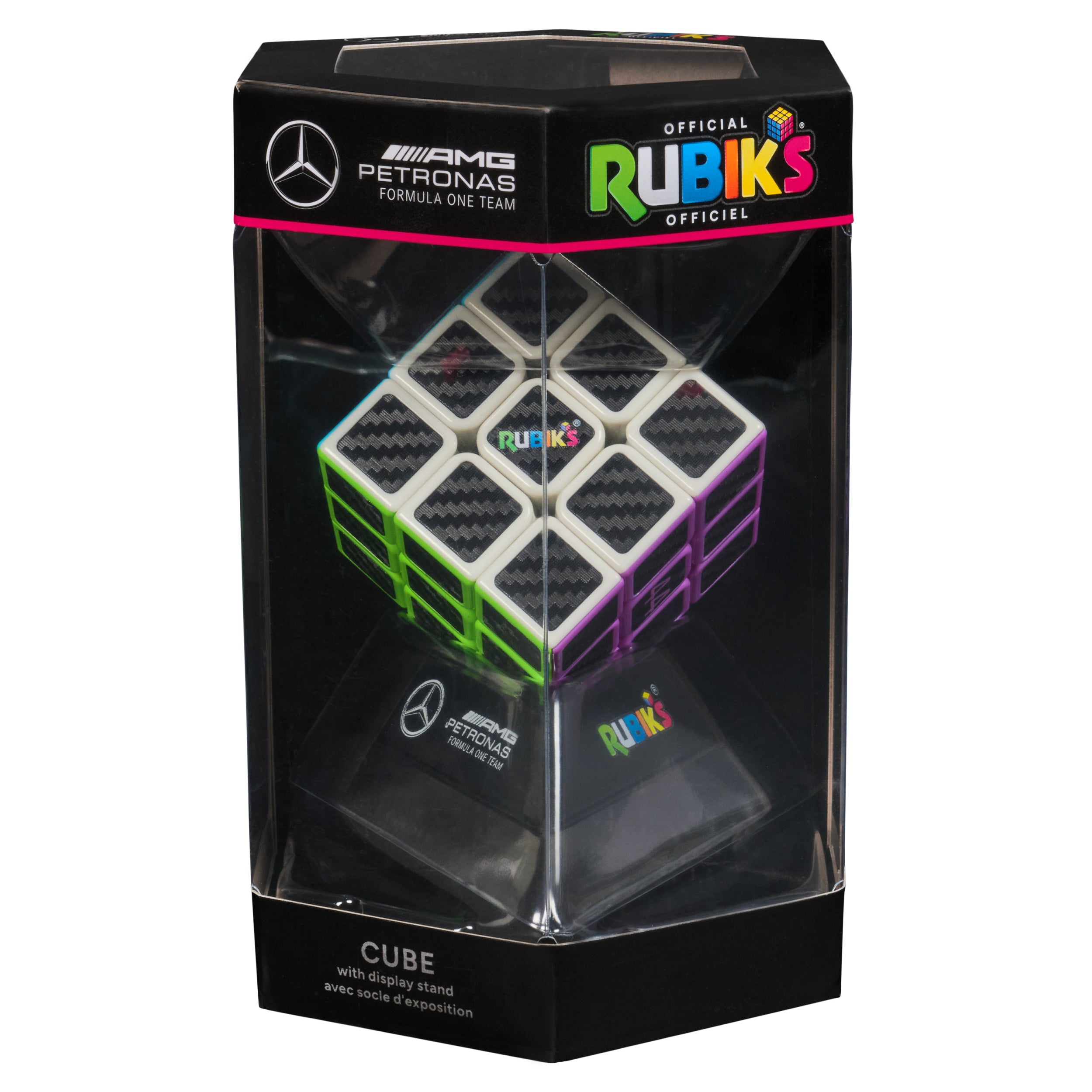 Rubik’s Cube, Mercedes-AMG PETRONAS F1 Team Carbon Fiber Cube, F1 Collectible & Desk Décor, Problem-Solving Brain Teaser, Fidget Toy, Sensory Puzzle, for Ages 8 & Up