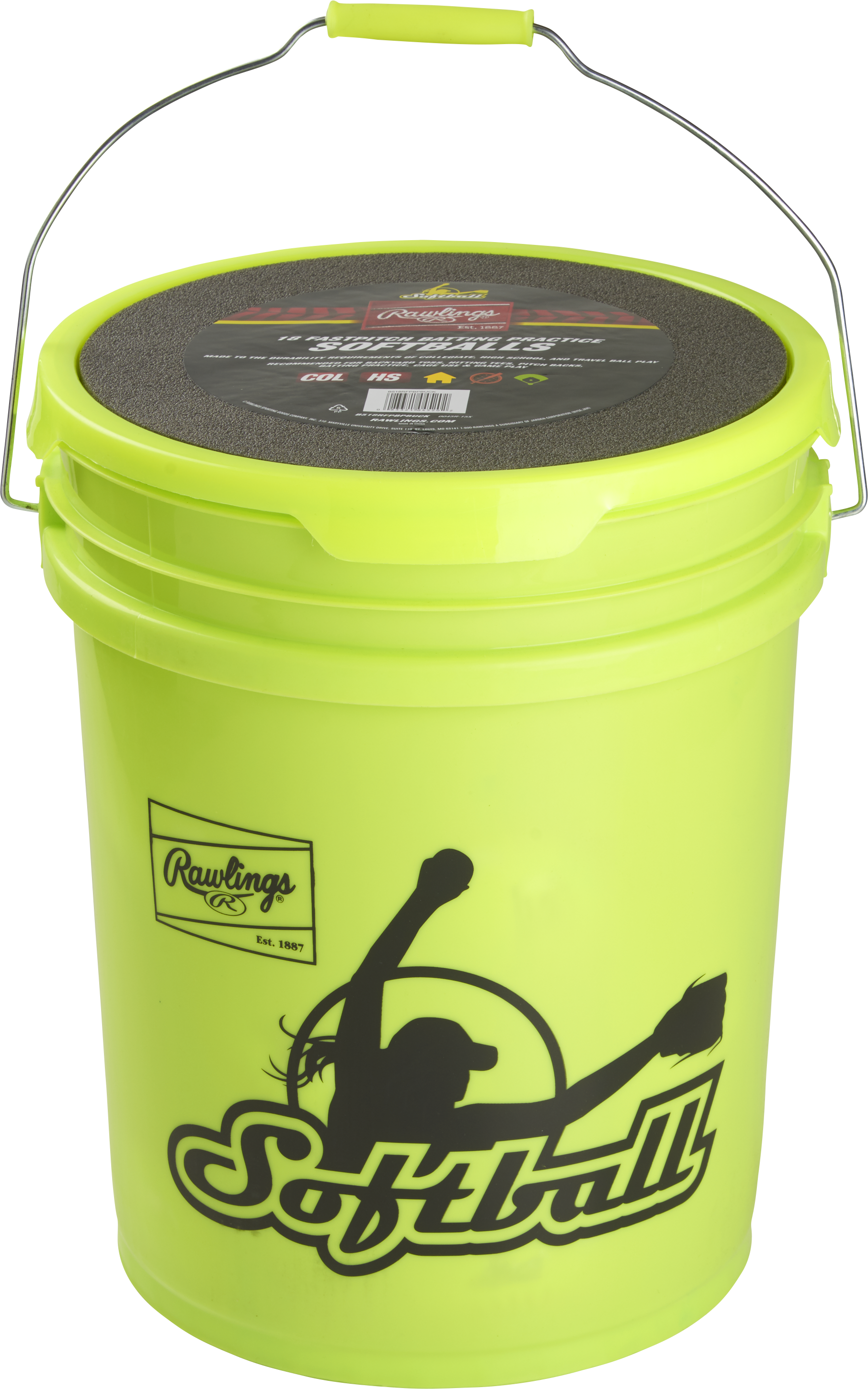 Rawlings 6 Gallon Collegiate/High School/Travel Practice Ball/Bucket Combo - Includes 18 Rfpbp12Sy