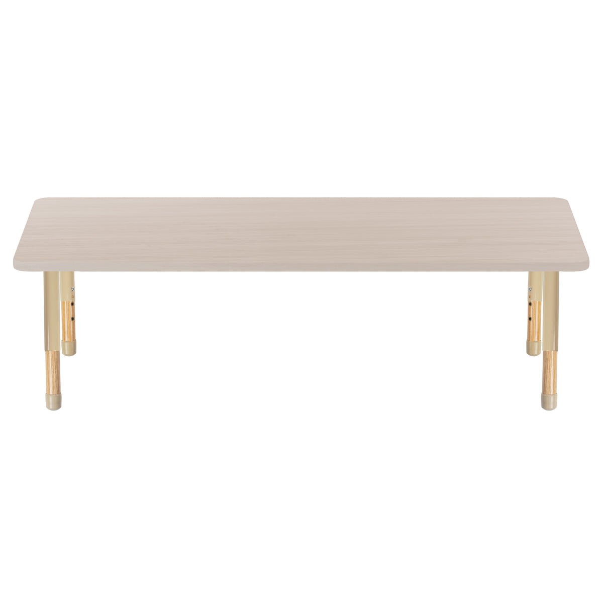 30" x 72" Rectangle Thermofused Activity Table with Adjustable Chunky Wood Legs - Asian Sand/Sand/Natural