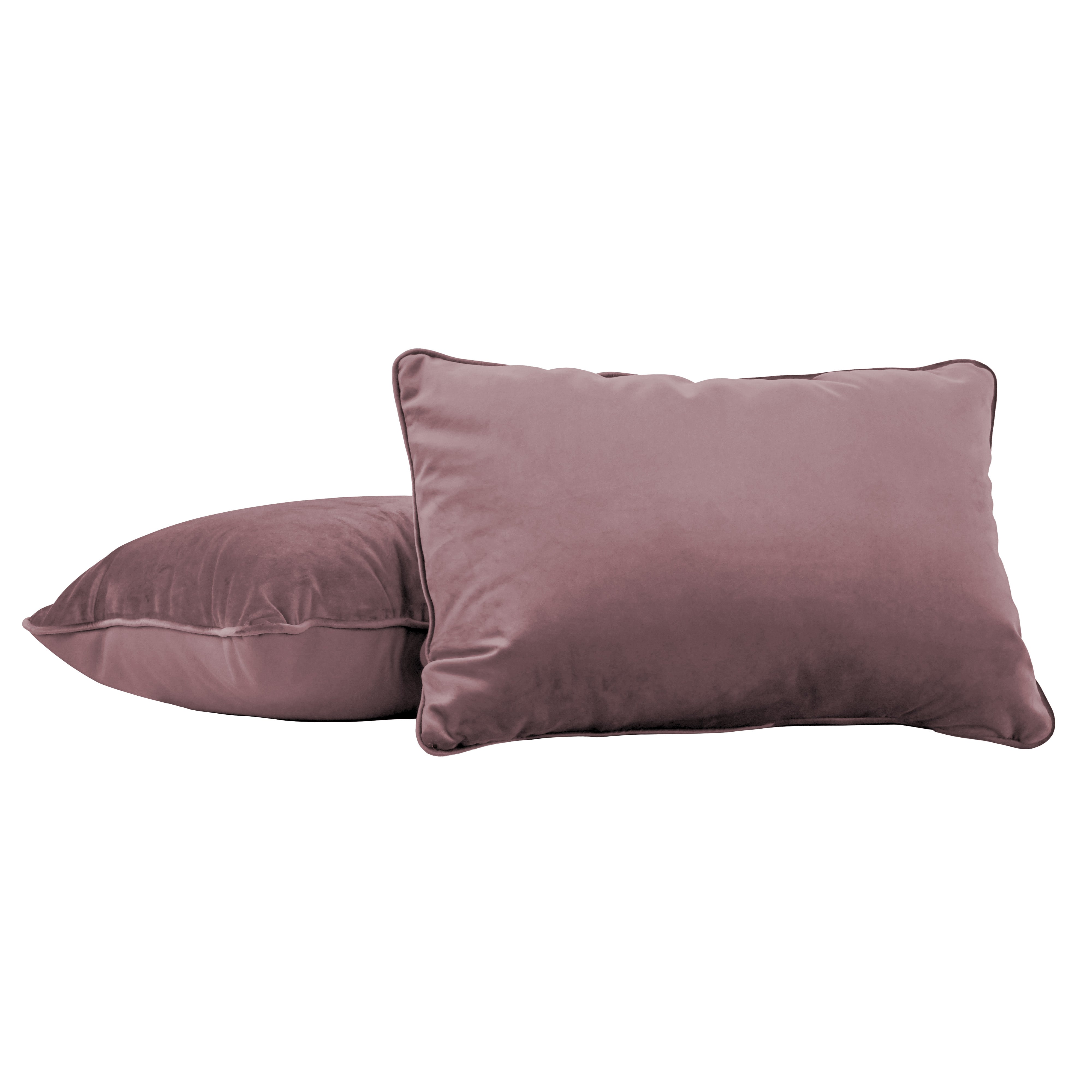 16" x 24" Rectangle Lumbar Microfiber and Faux Leather Pillow with Piping, 2-Piece - Mauve
