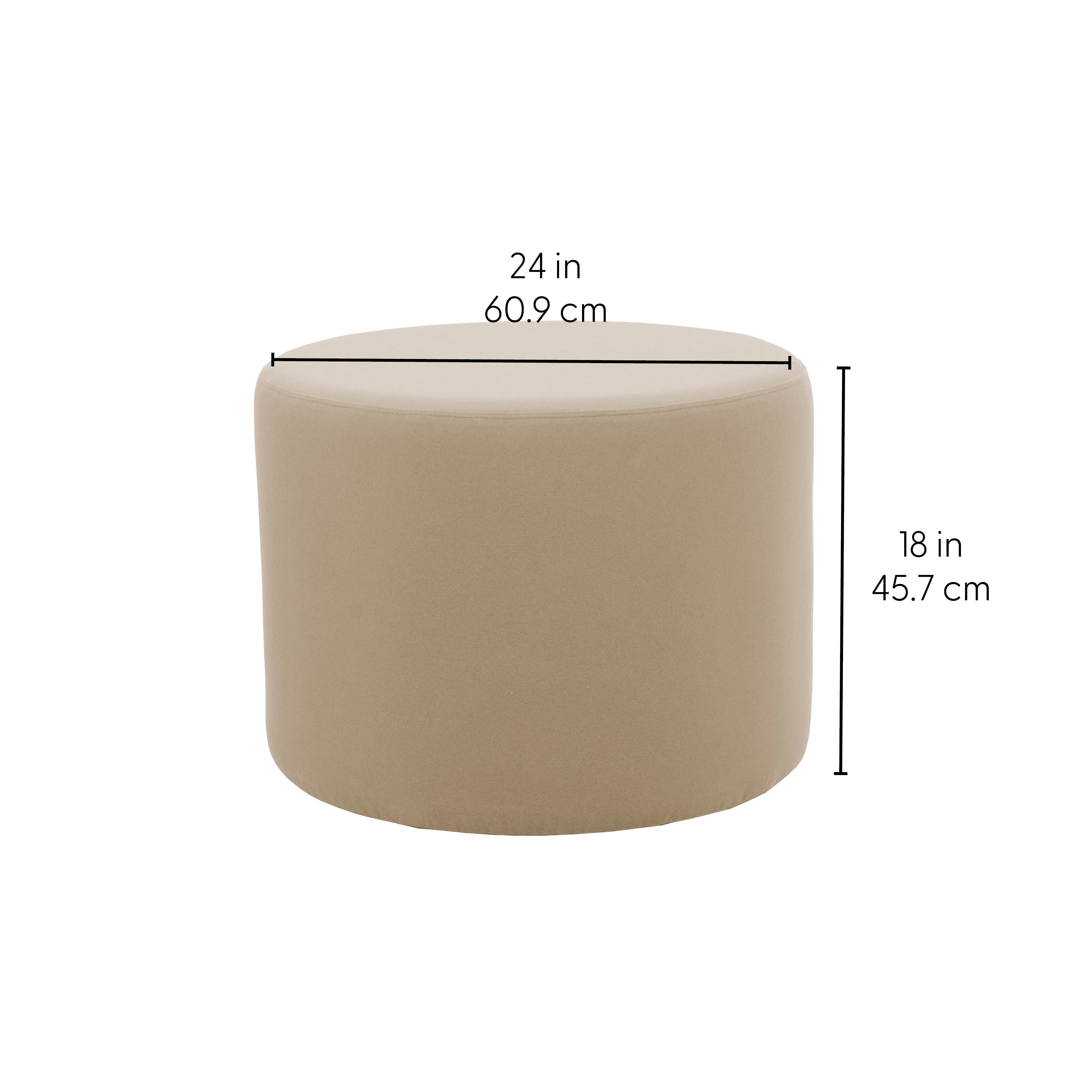 Outdoor 24" Round Ottoman with Sunbrella®, 18" H - Spectrum Sand