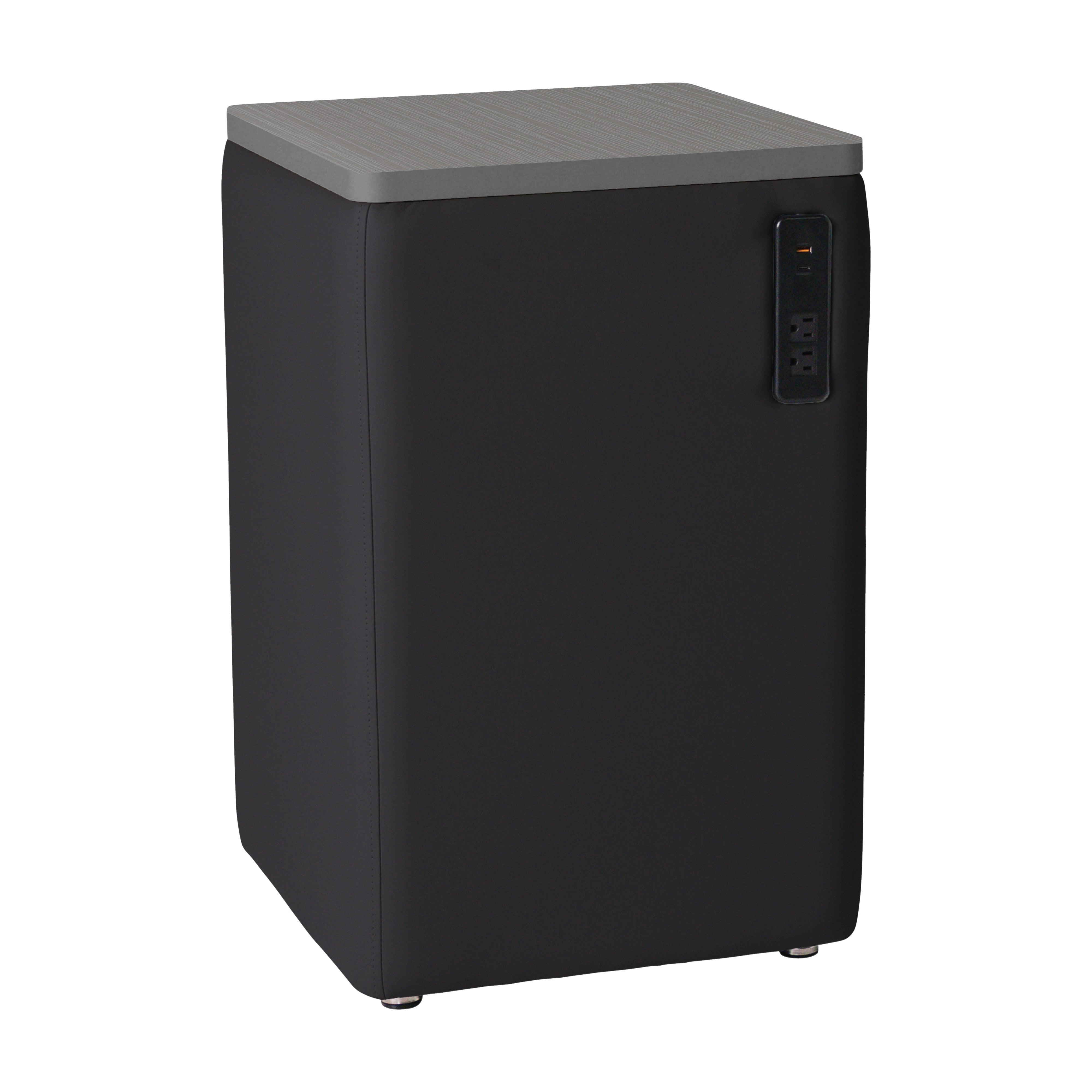 Pro Series Upholstered 18" x 18" Square Ottoman Table with Tech Panel 28" Height - Black/Cosmic Strandz