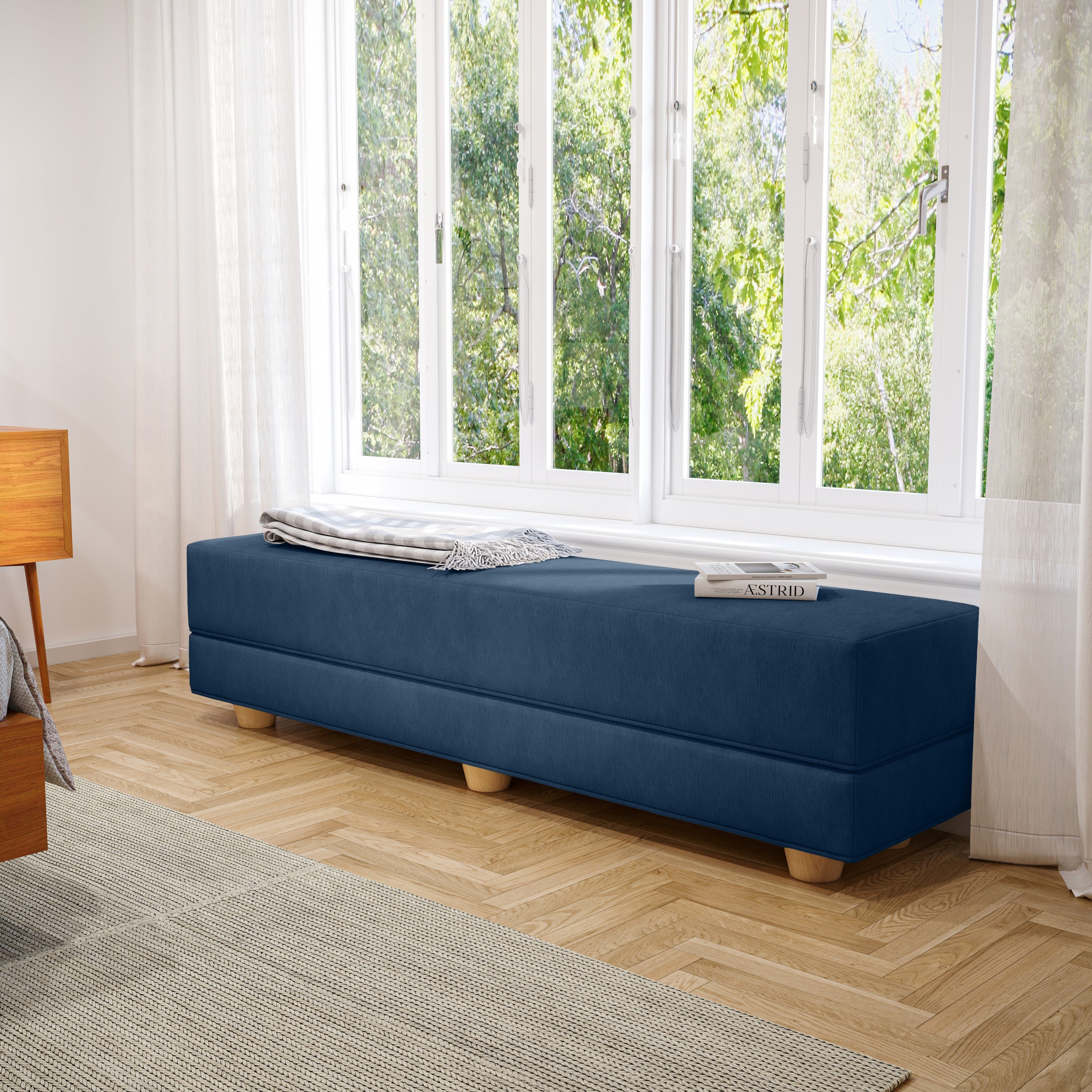 Jaxx Camden Convertible Bed Bench / Fold-Out Twin Guest Bed, Indigo