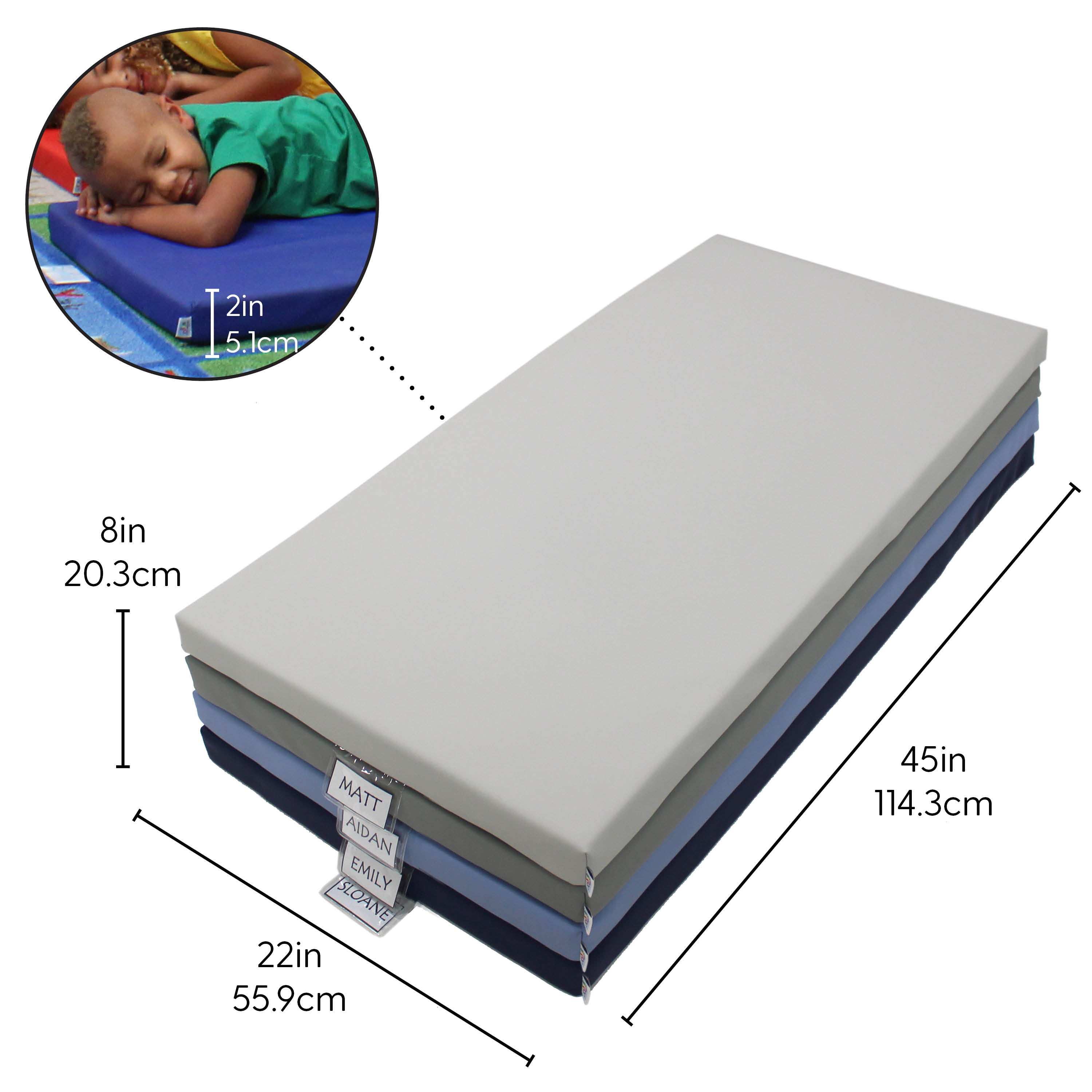 SoftScape Sleepy Time Rest Mats, 4-Piece - Navy/Powder Blue