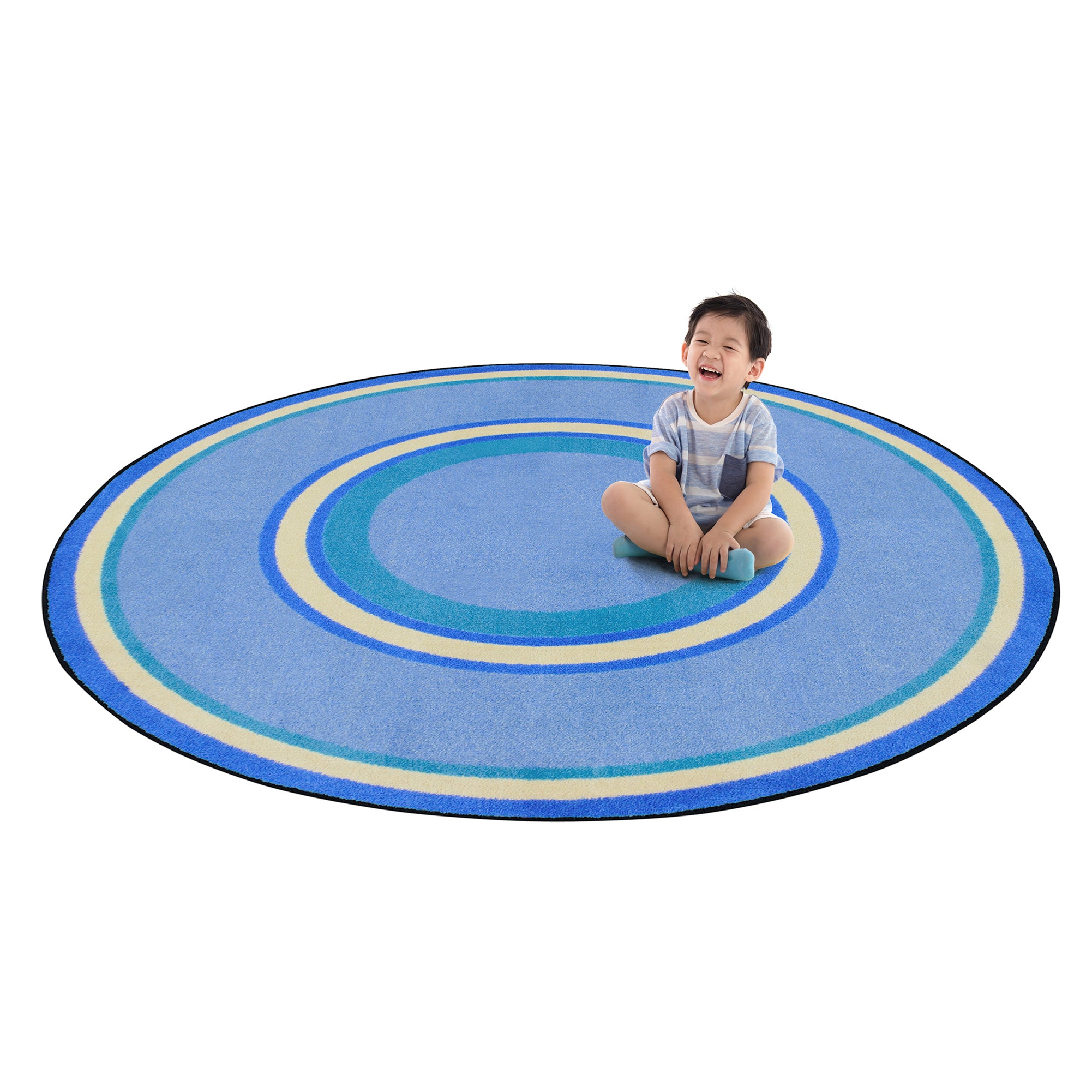 Ripples 13'2" Round area rug in color Boy Blue