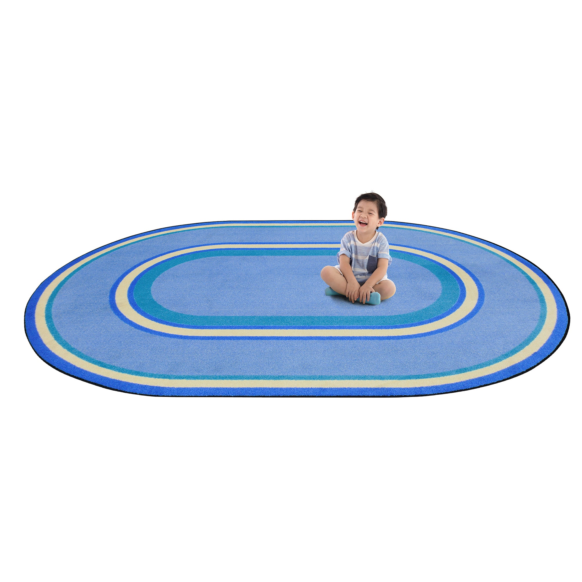 Ripples 10'9" x 13'2" Oval area rug in color Boy Blue