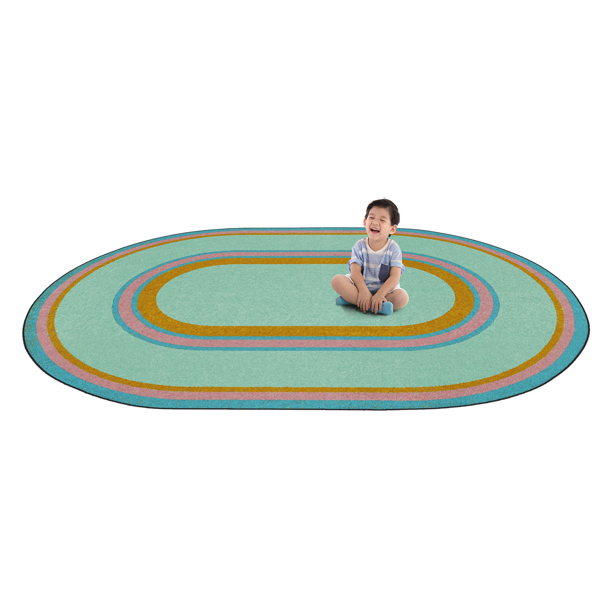 Ripples 5'4" x 7'8" Oval area rug in color Teal