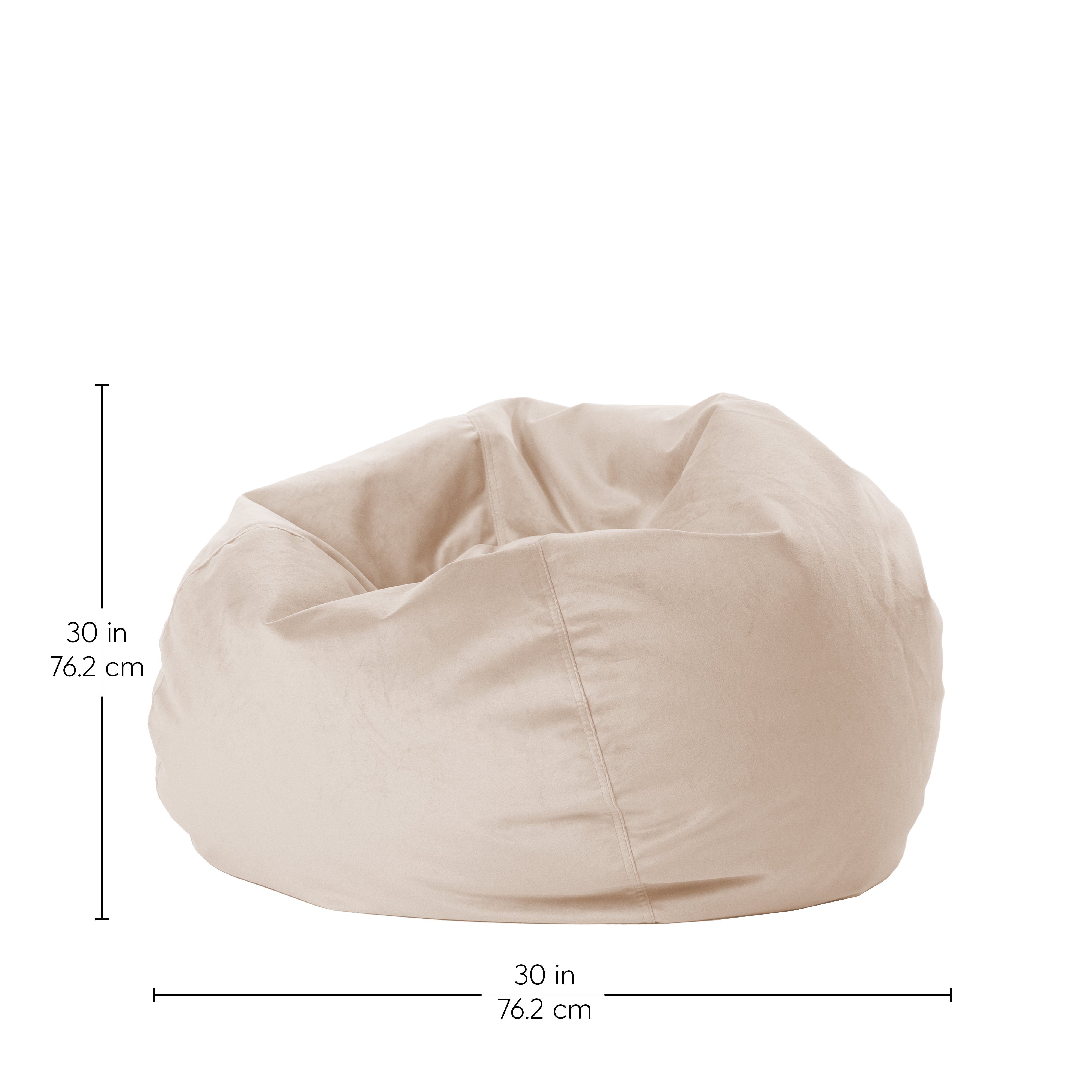 30" Round Velvety Bean Bag - Beige