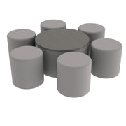 Pro Series 30" Round Ottoman Table with Round 18" H Seating, 7-Piece Set - Gray/Cosmic Strandz