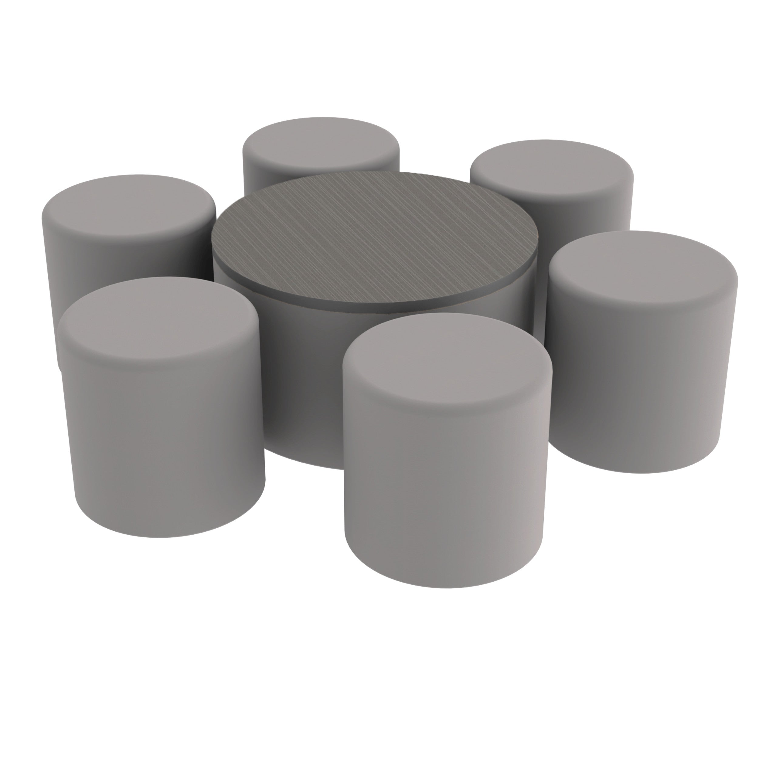 Pro Series 30" Round Ottoman Table with Round 18" H Seating, 7-Piece Set - Gray/Cosmic Strandz