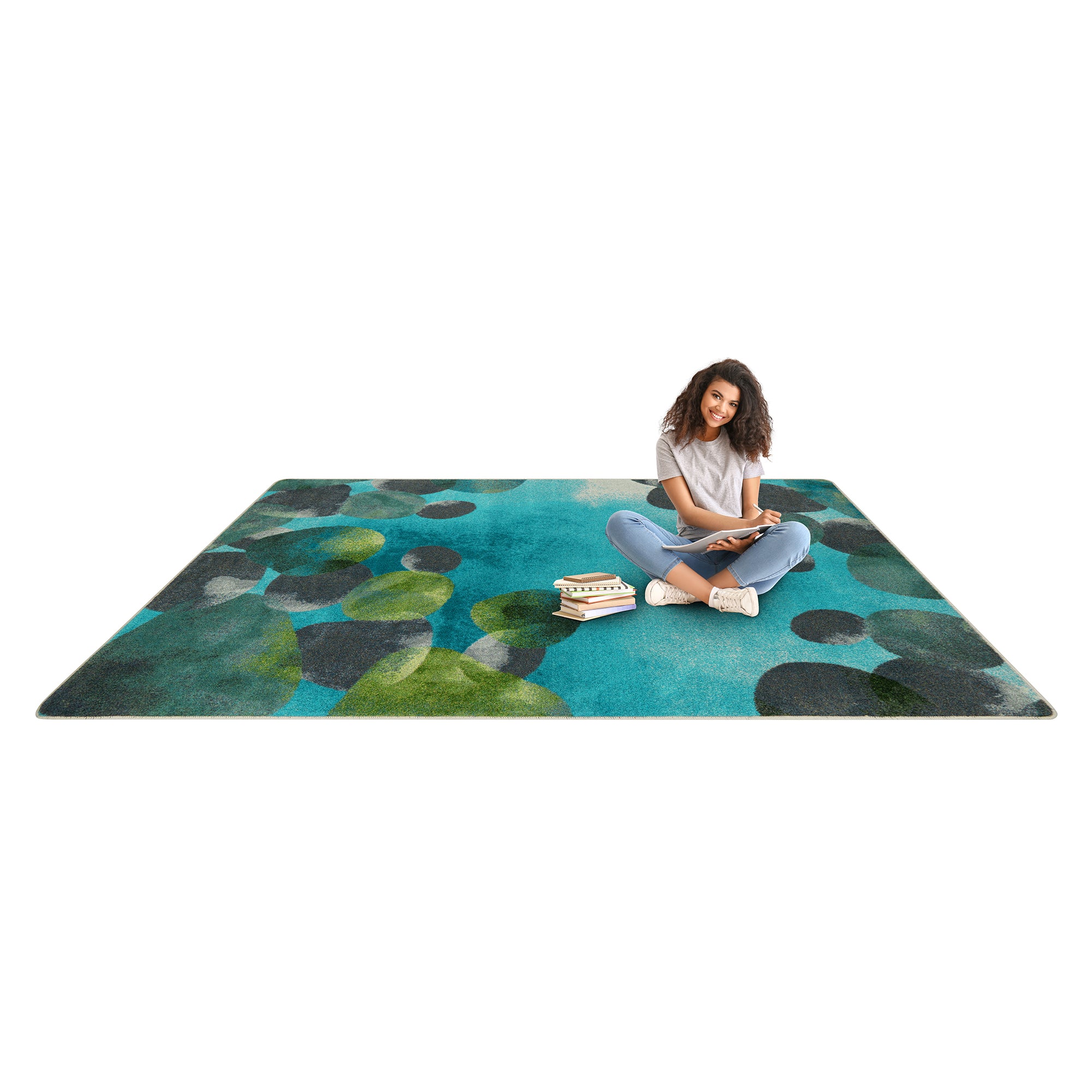 Riverstone 5'4" x 7'8" area rug in color Teal