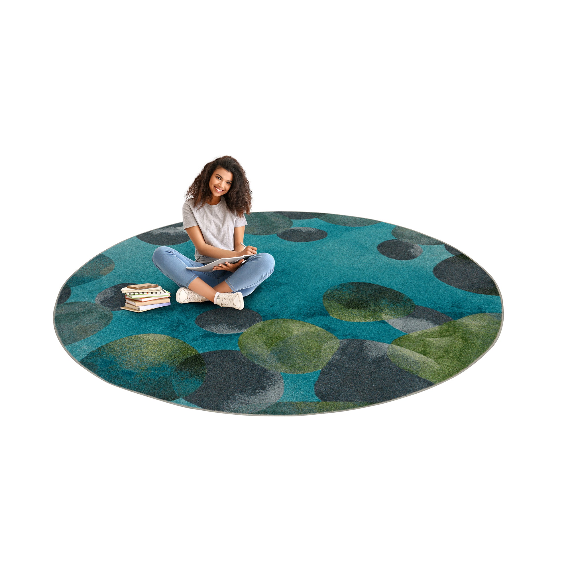 Riverstone 7'7" Round area rug in color Teal