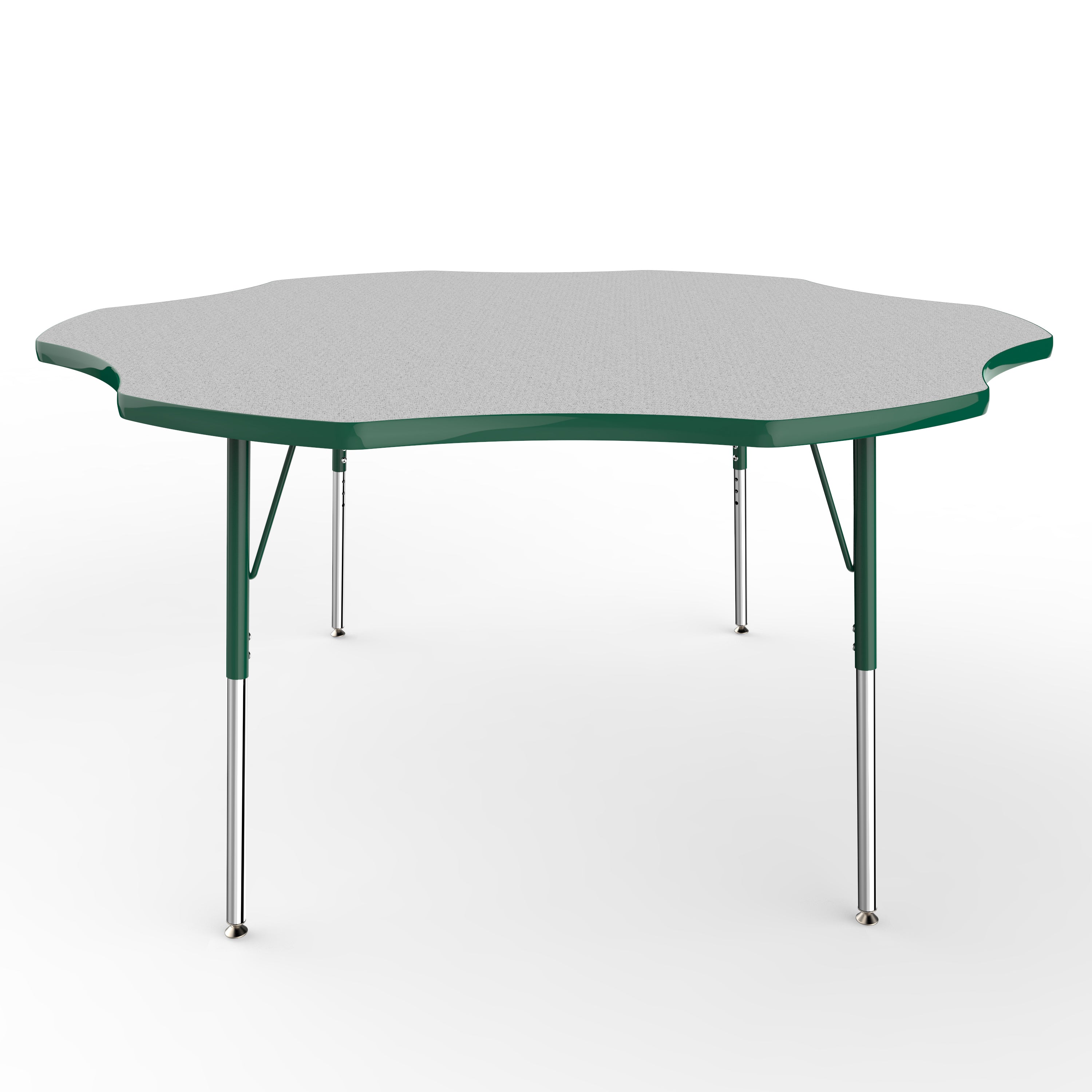 60" x 60" Flower T-Molding Activity Table with Adjustable Standard Swivel Glide Legs - Gray/Green