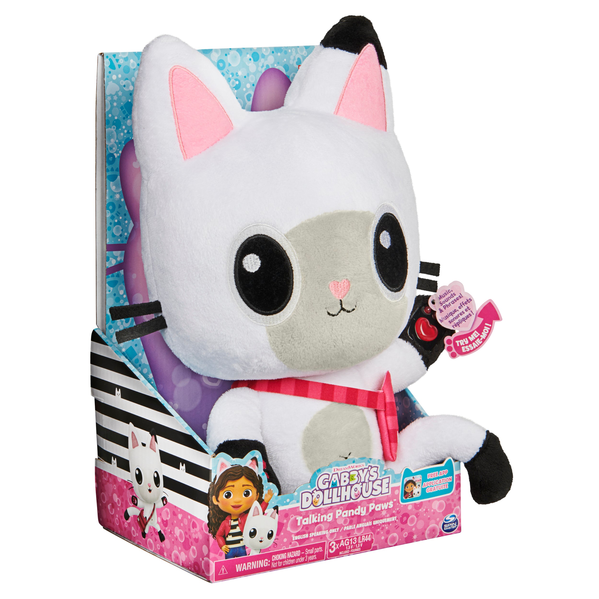 Gabby’s Dollhouse, 13-inch Talking Pandy Paws Plush Toy with Lights, Music and 10 Sounds and Phrases