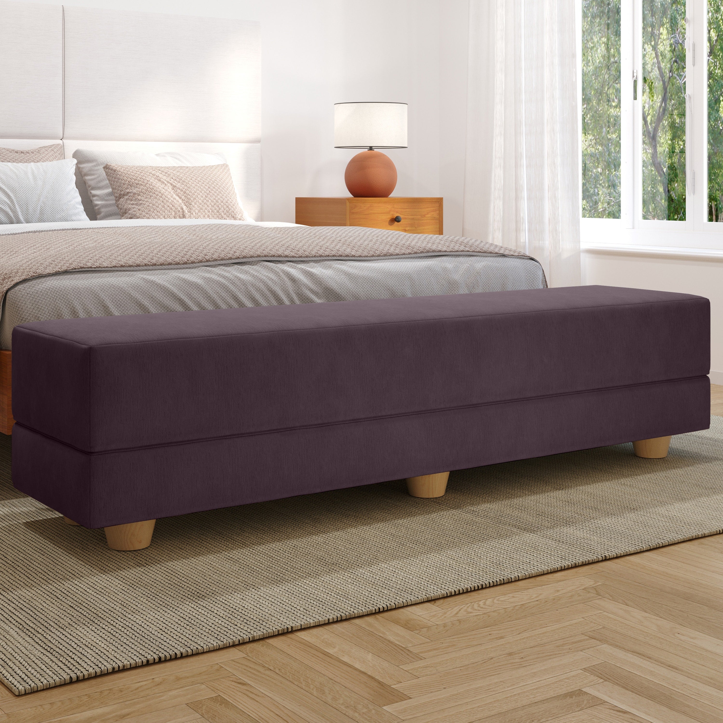 Jaxx Camden Convertible Bed Bench / Fold-Out Twin Guest Bed, Pinot