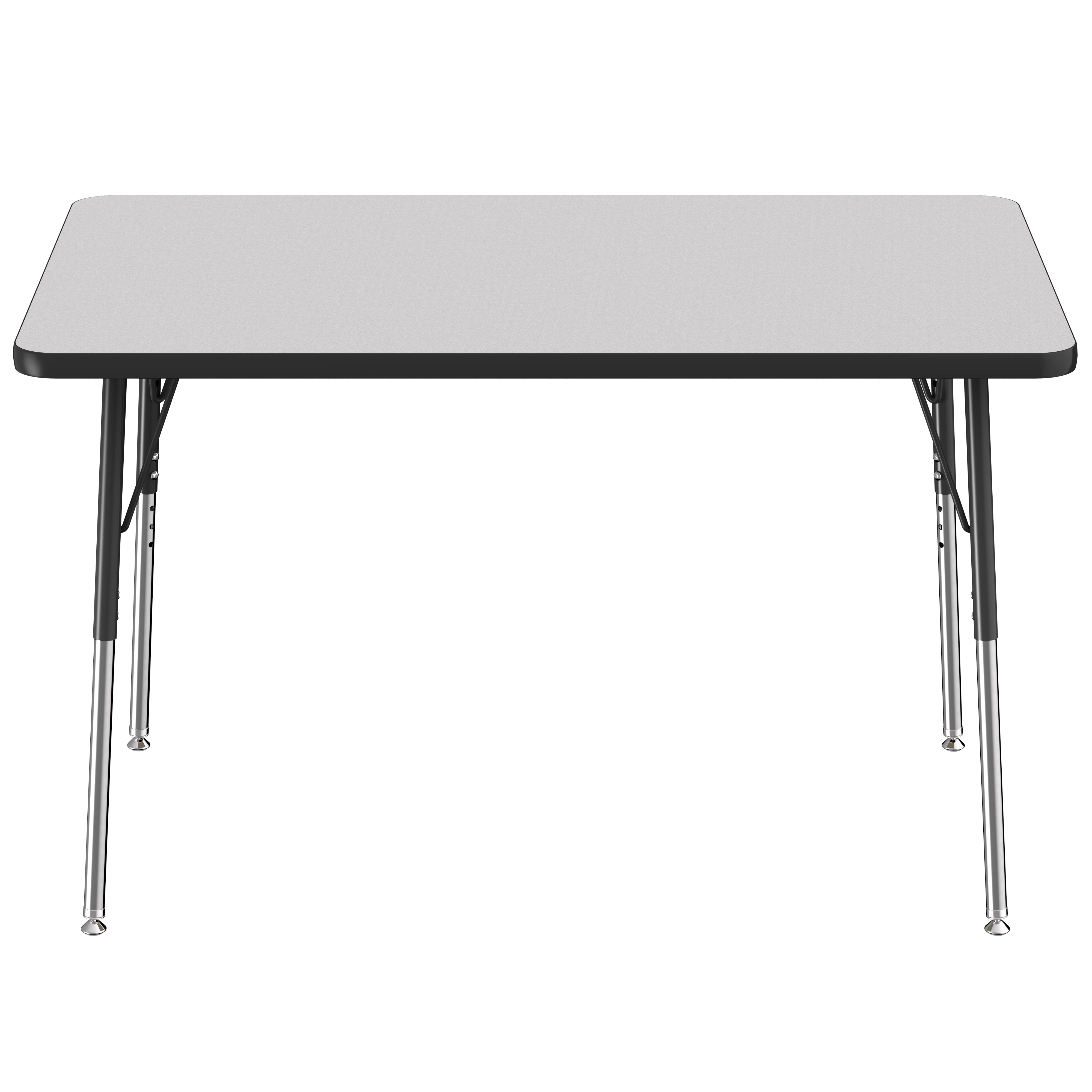 30" x 48" Rectangle Thermofused Activity Table with Adjustable Standard Swivel Glide Legs - Gray/Black