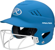 Rawlings Coolflo Highlighter Osfm Batting Helmet With Softball Face Guard - Neon Columbia Blue