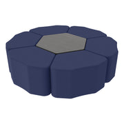 Pro Series Hexagon Ottoman Table with Petal 18" H Seating, 7-Piece Set - Navy/Cosmic Strandz