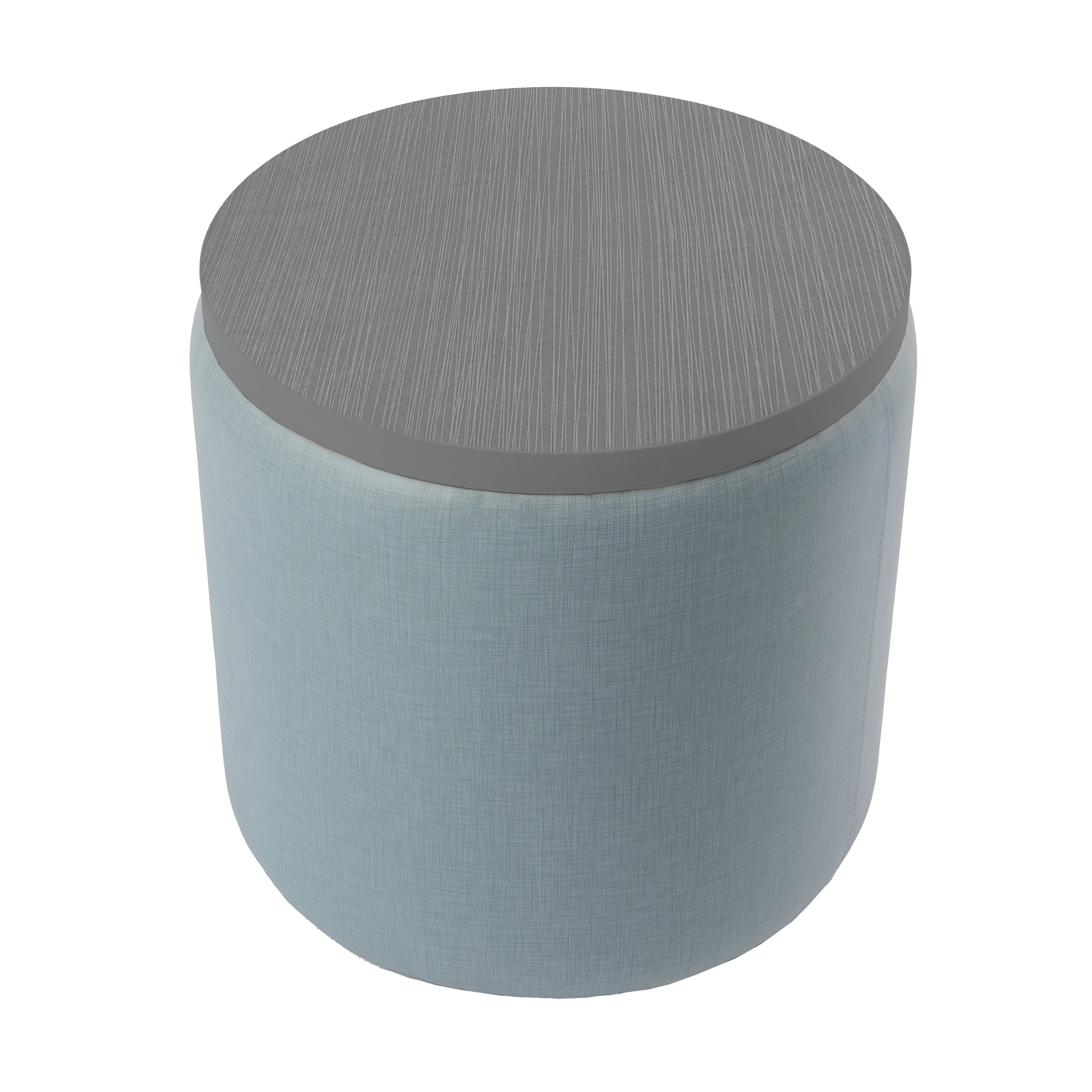 Pro Series Upholstered 18" Round Ottoman Table 18" Height - Sky Blue Crosshatch/Cosmic Strandz