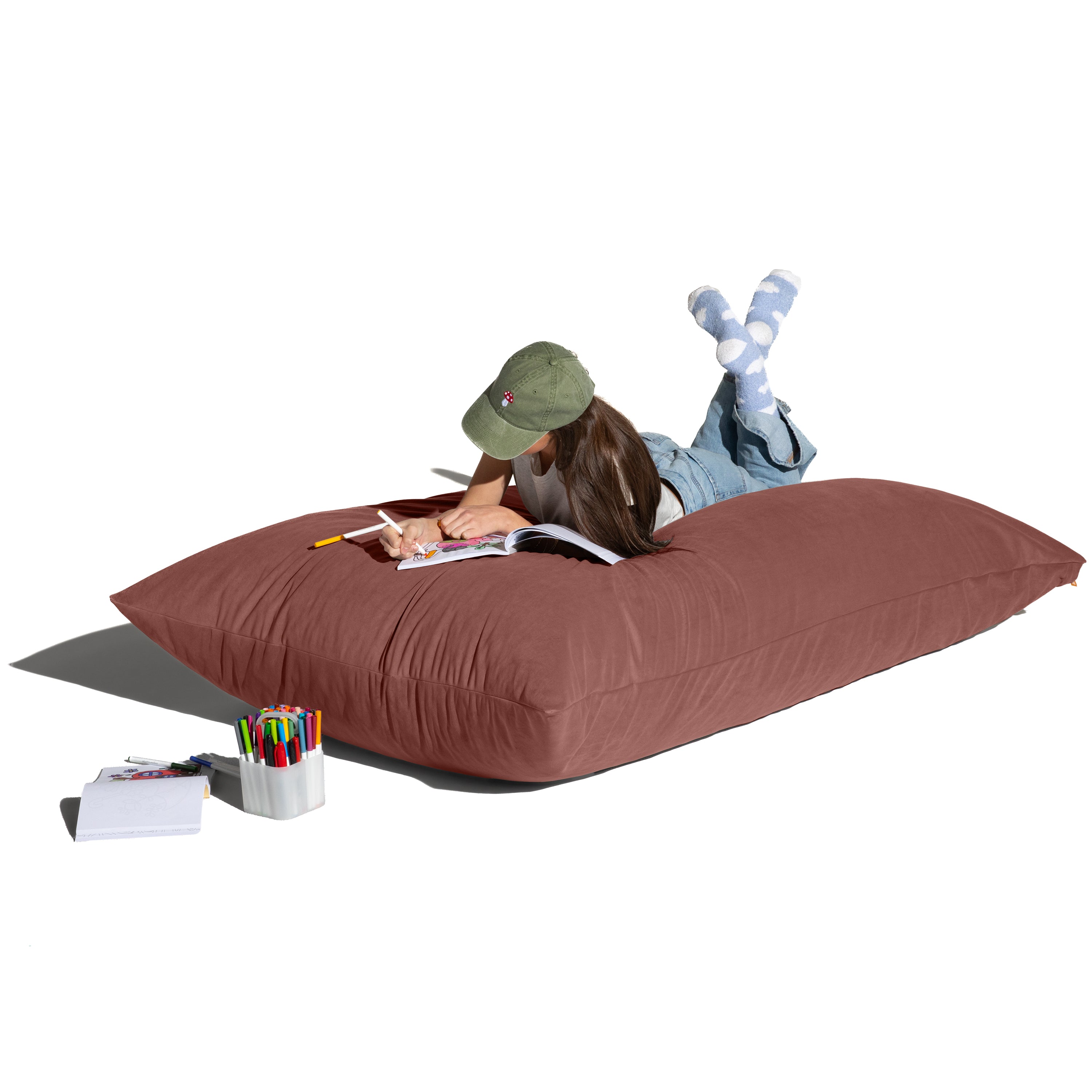 Jaxx Pillow Saxx 5.5-Foot Décor Bean Bag Giant Floor Pillow Lounge, Lush Velvet Mauve