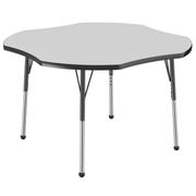 48" x 48" Clover T-Molding Activity Table with Adjustable Standard Ball Glide Legs - Gray/Black