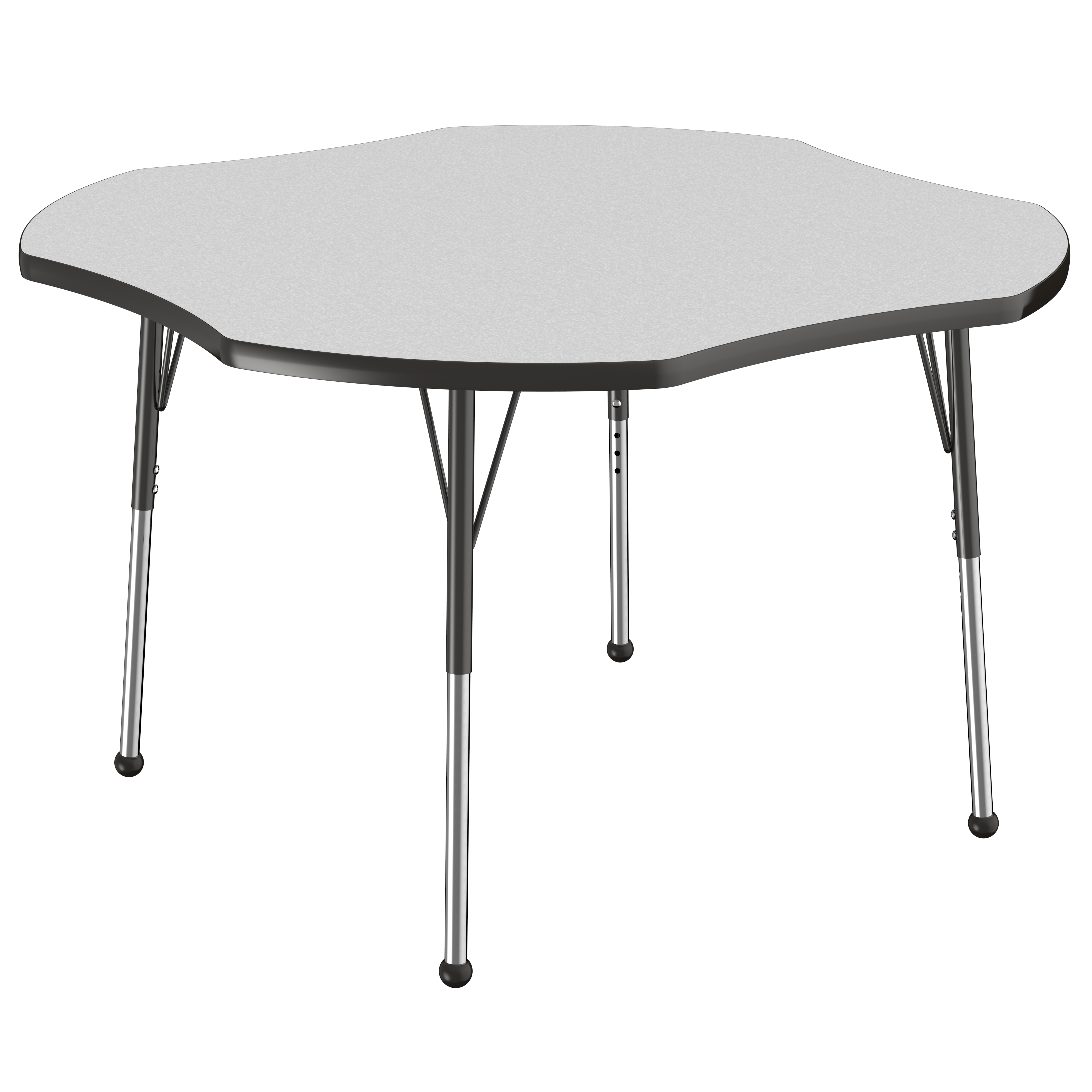 48" x 48" Clover T-Molding Activity Table with Adjustable Standard Ball Glide Legs - Gray/Black