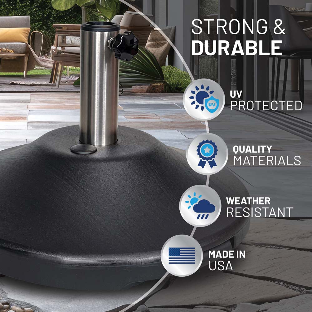50 lb Premium Umbrella Base with Stainless Stem (Black)