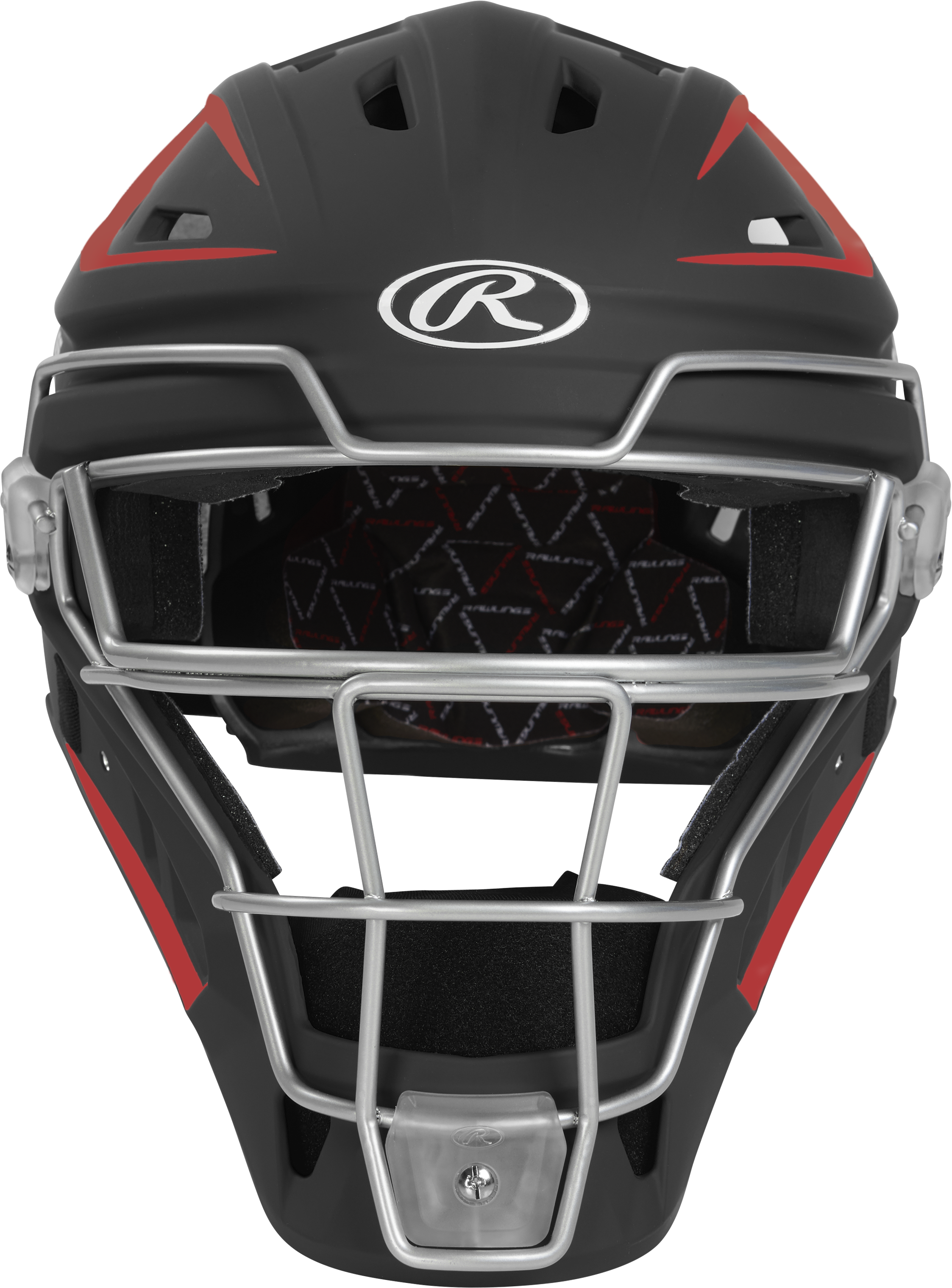 Rawlings Velo 2.0 Matte Junior Catchers Helmet - Black/Scarlet