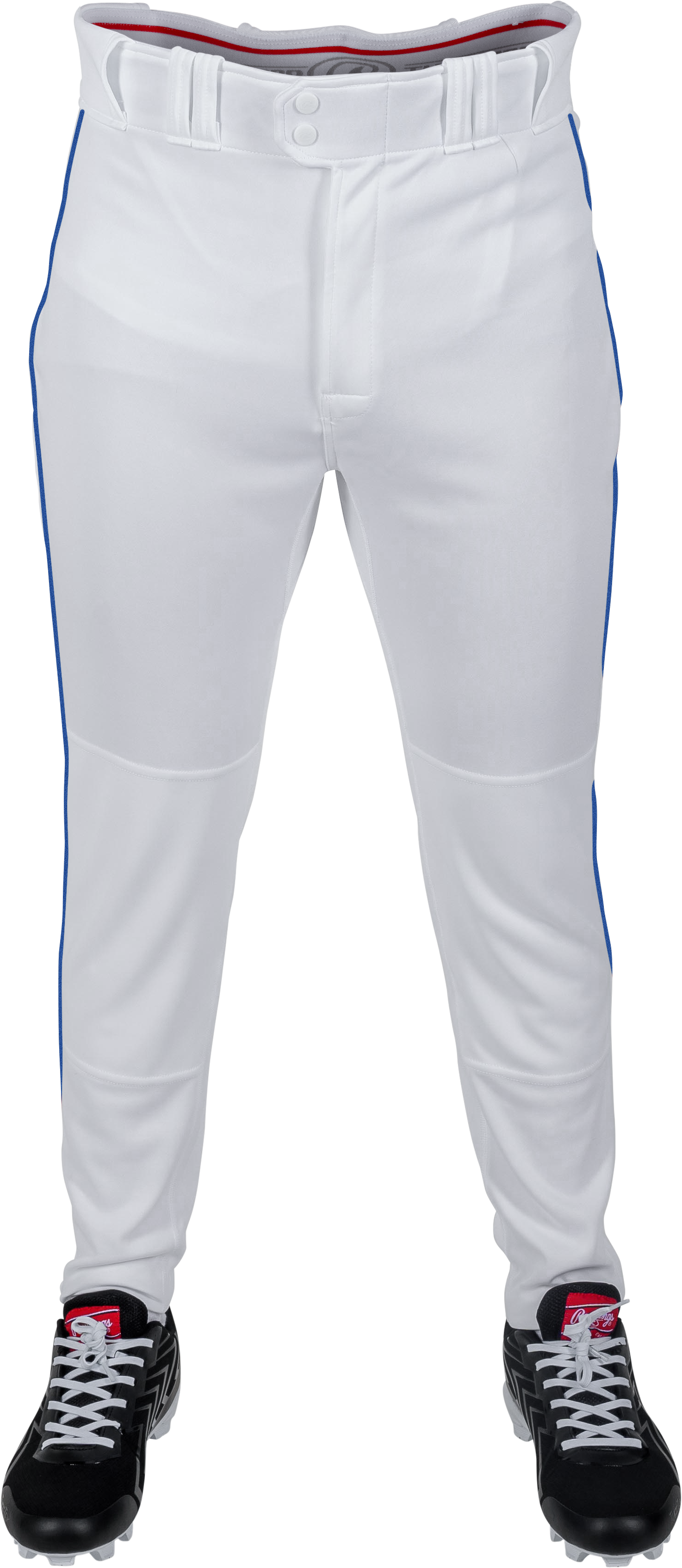 Rawlings Adult Plated Piped Pro Taper Fit Pant - Small - White/Royal