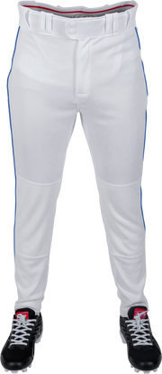 Rawlings Adult Plated Piped Pro Taper Fit Pant - Small - White/Royal