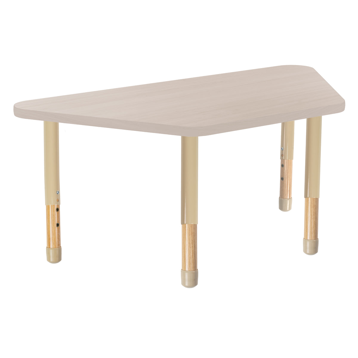 30" x 60" Trapezoid Thermofused Activity Table with Adjustable Chunky Wood Legs - Asian Sand/Sand/Natural