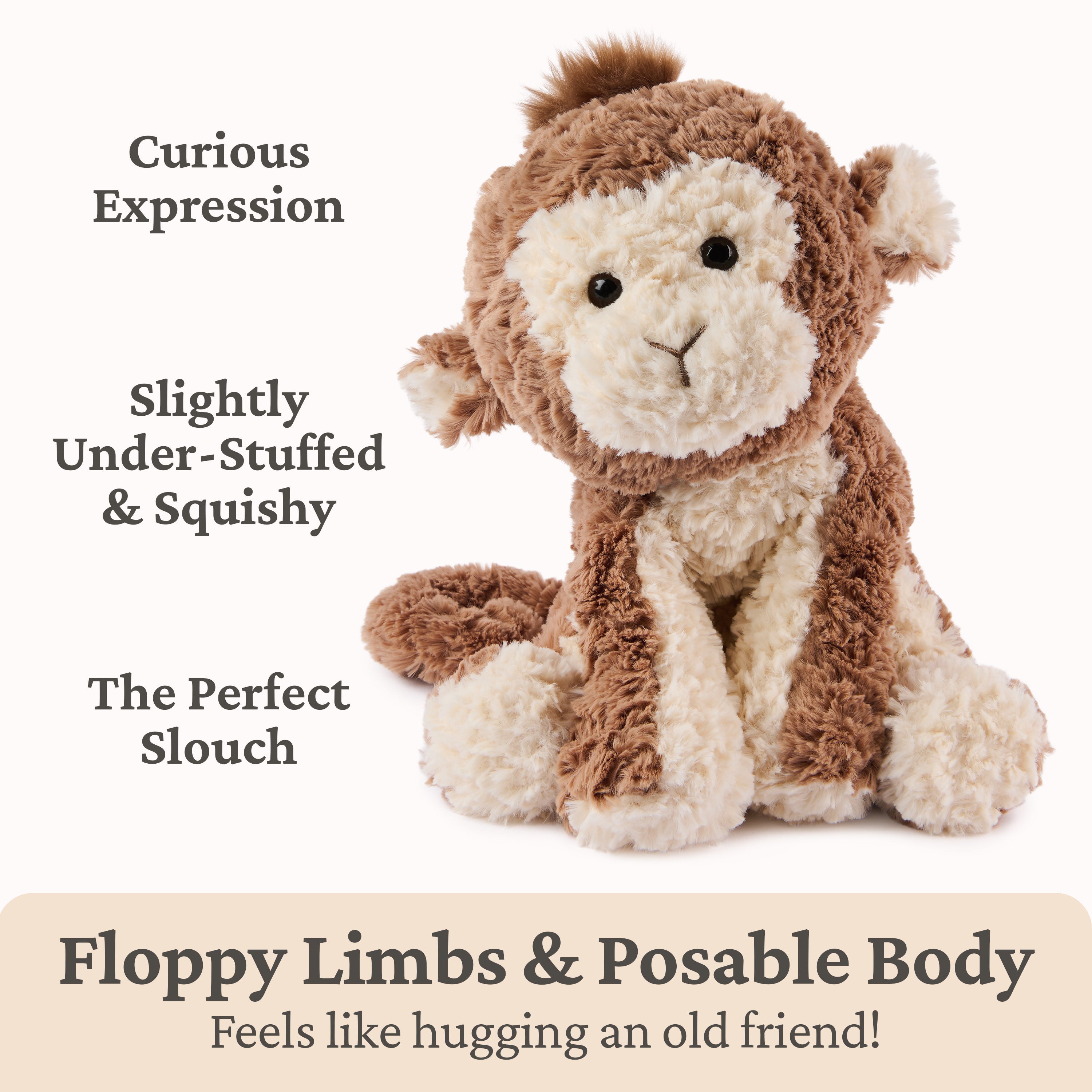 GUND Cozys Collection Monkey Plush, Monkey Stuffed Animal for Ages 1 and Up, Brown, 10”