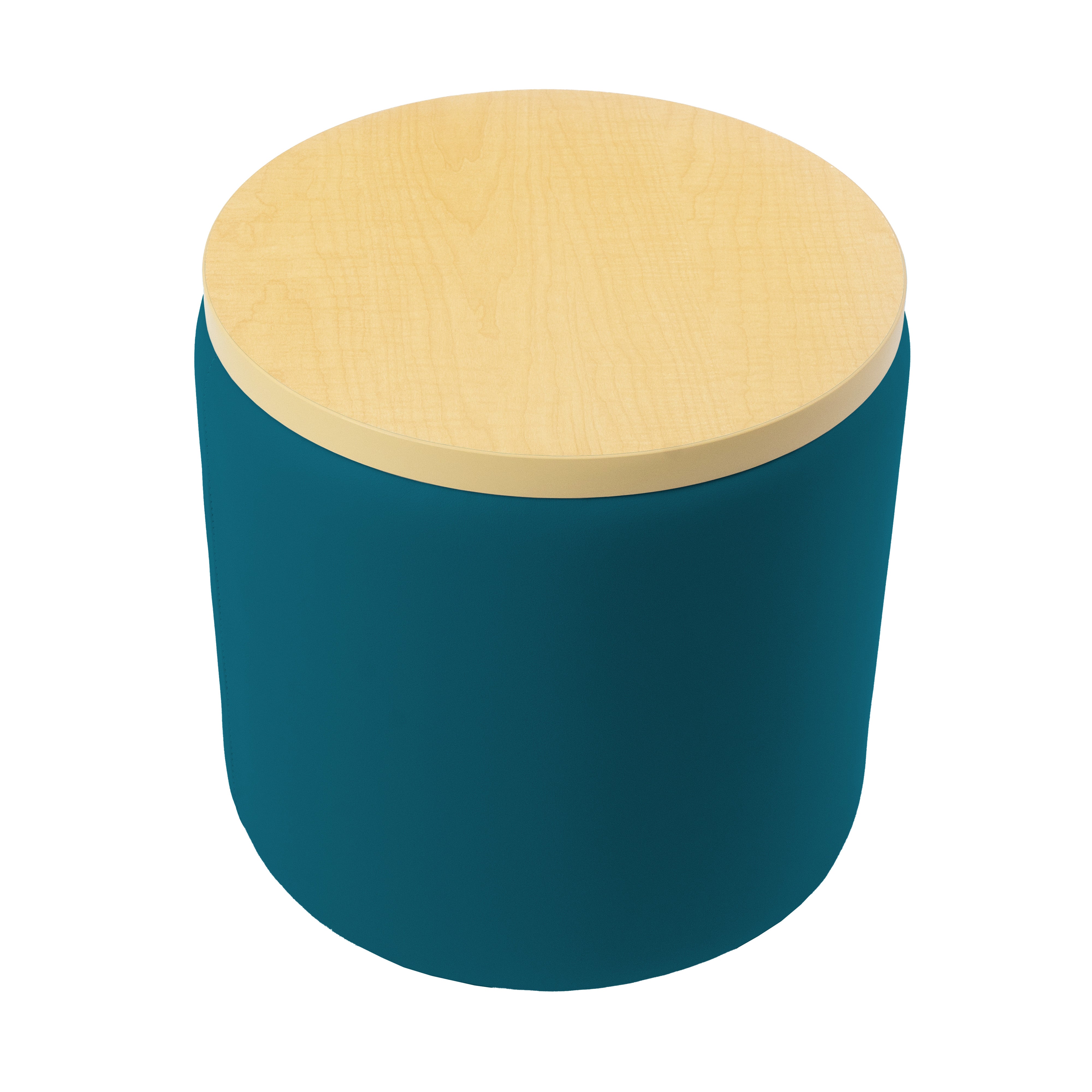 Pro Series Upholstered 18" Round Ottoman Table 18" Height - Teal/Maple