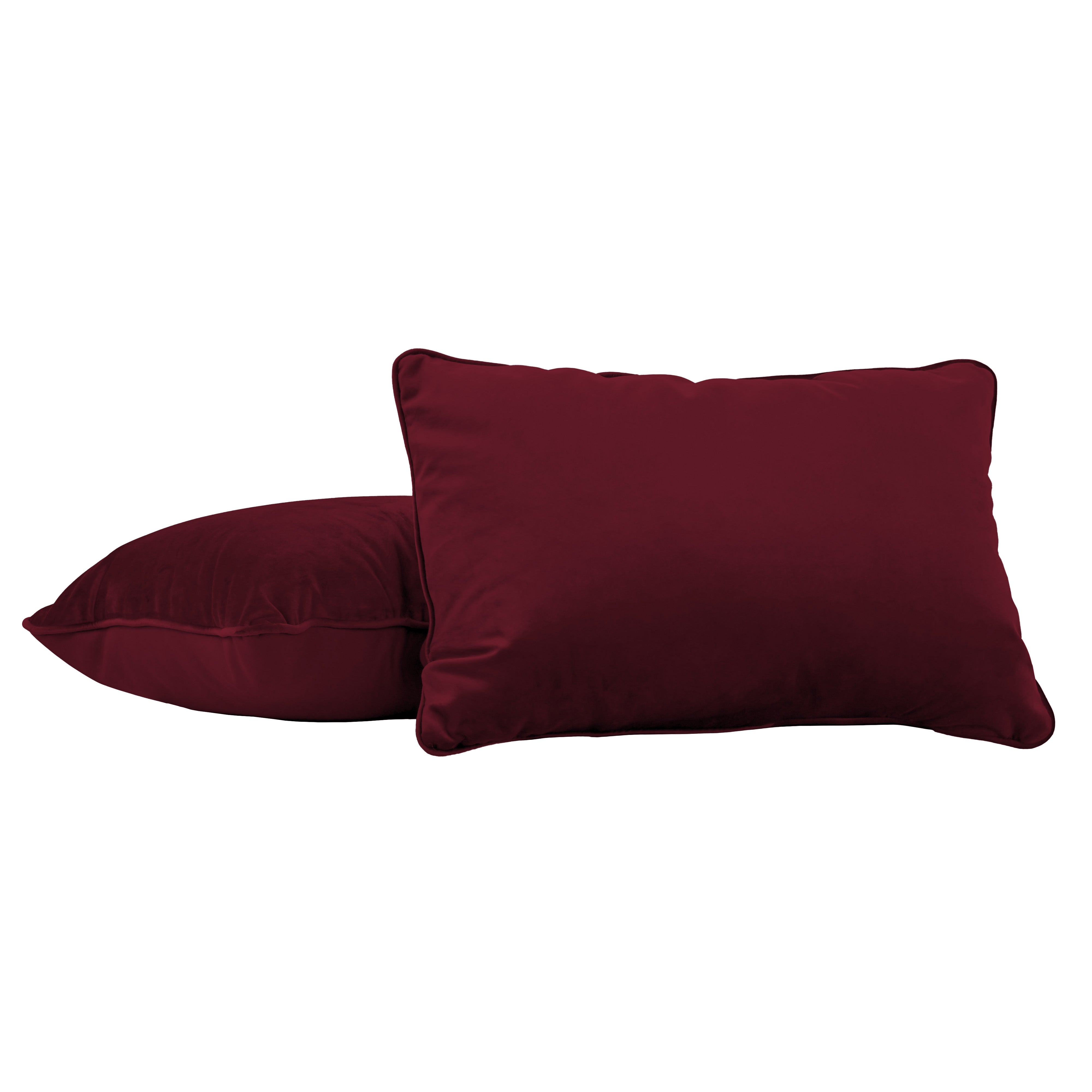 16" x 24" Rectangle Lumbar Microfiber and Faux Leather Pillow with Piping, 2-Piece - Bordeaux
