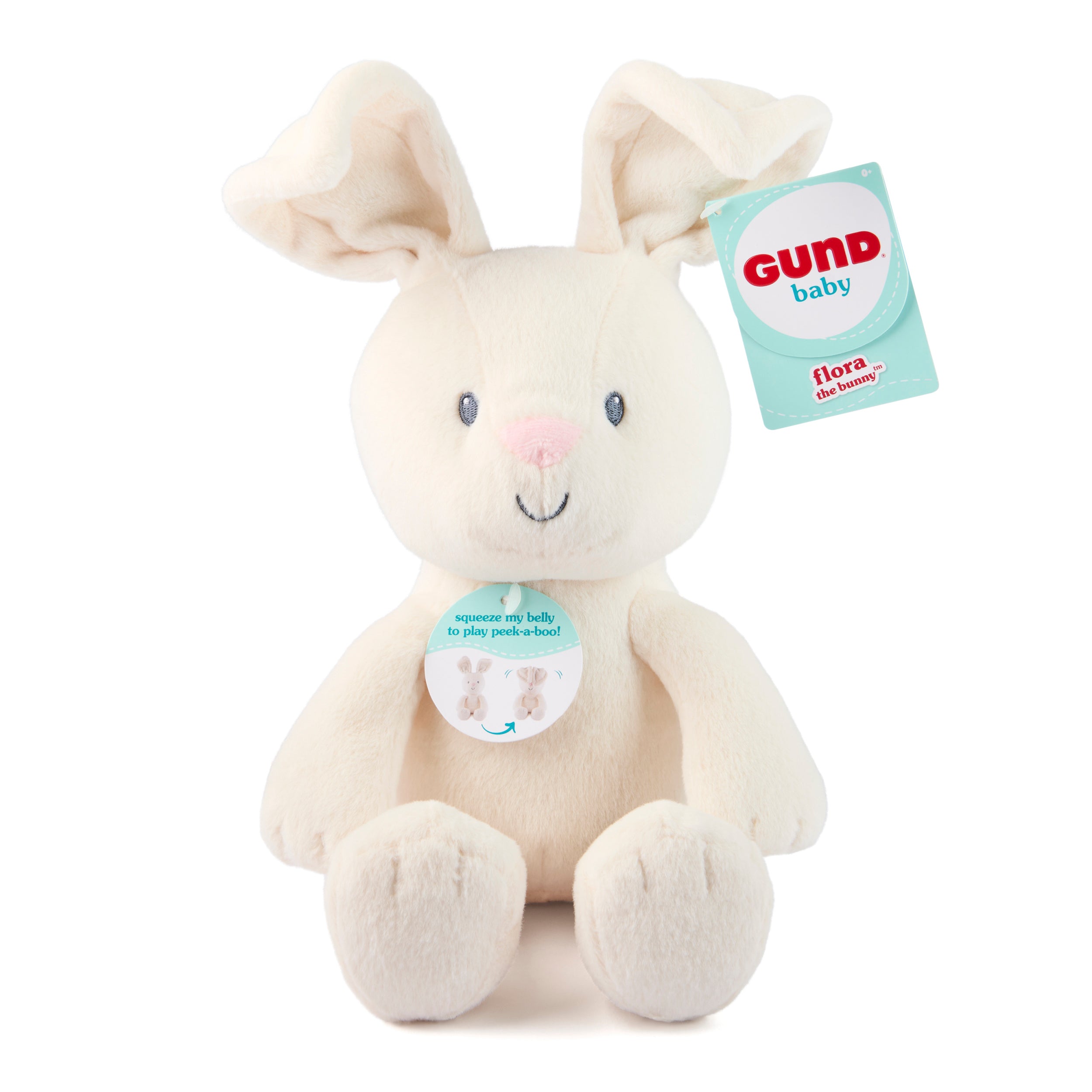 GUND Baby Peek-a-Boo Flora Bunny Plush, Bunny Rabbit Stuffed Animal, Baby Toy for Ages 0 and Up, Cream, 7" Batteries Not Required