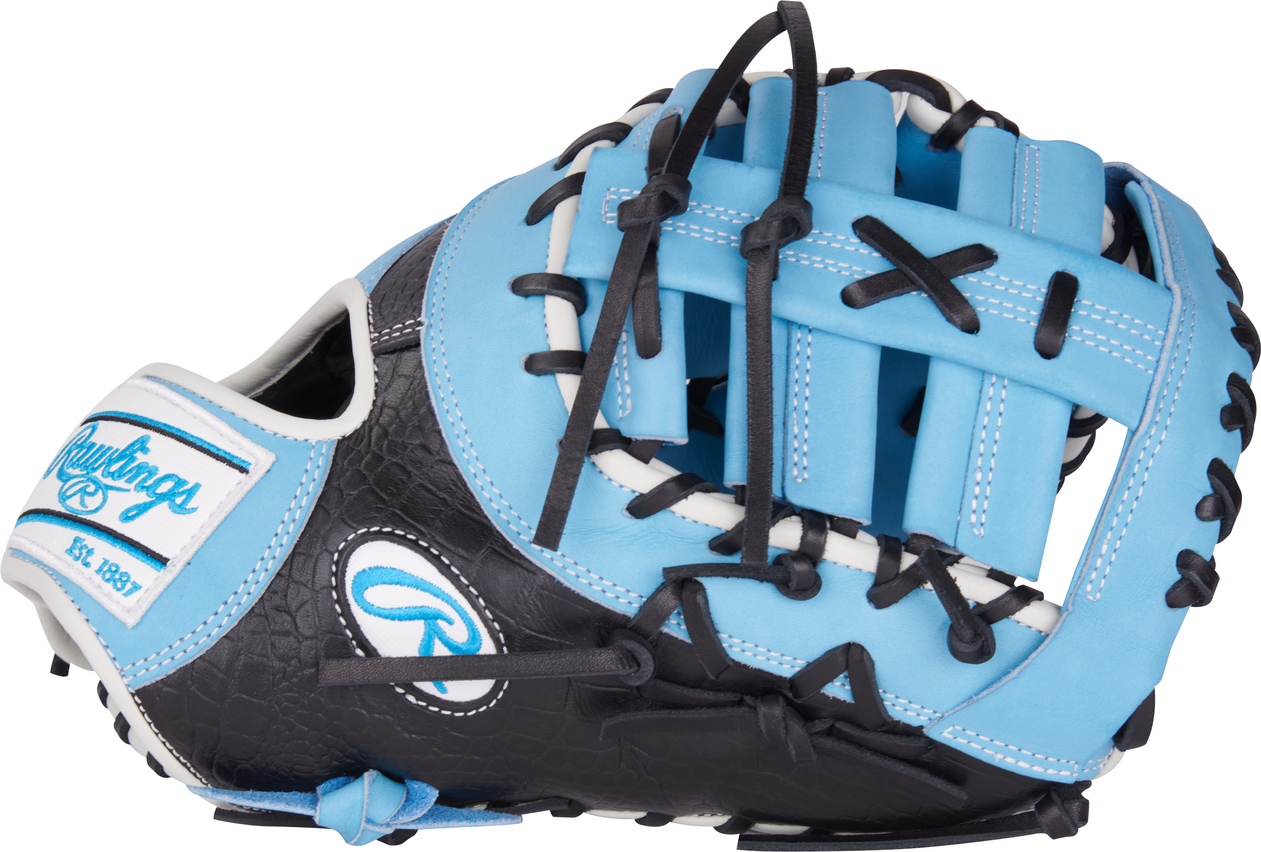 Rawlings Heart Of The Hide Series First Base Mitt 12.5-Inch Baseball Glove - Right Hand Thrower - Columbia Blue
