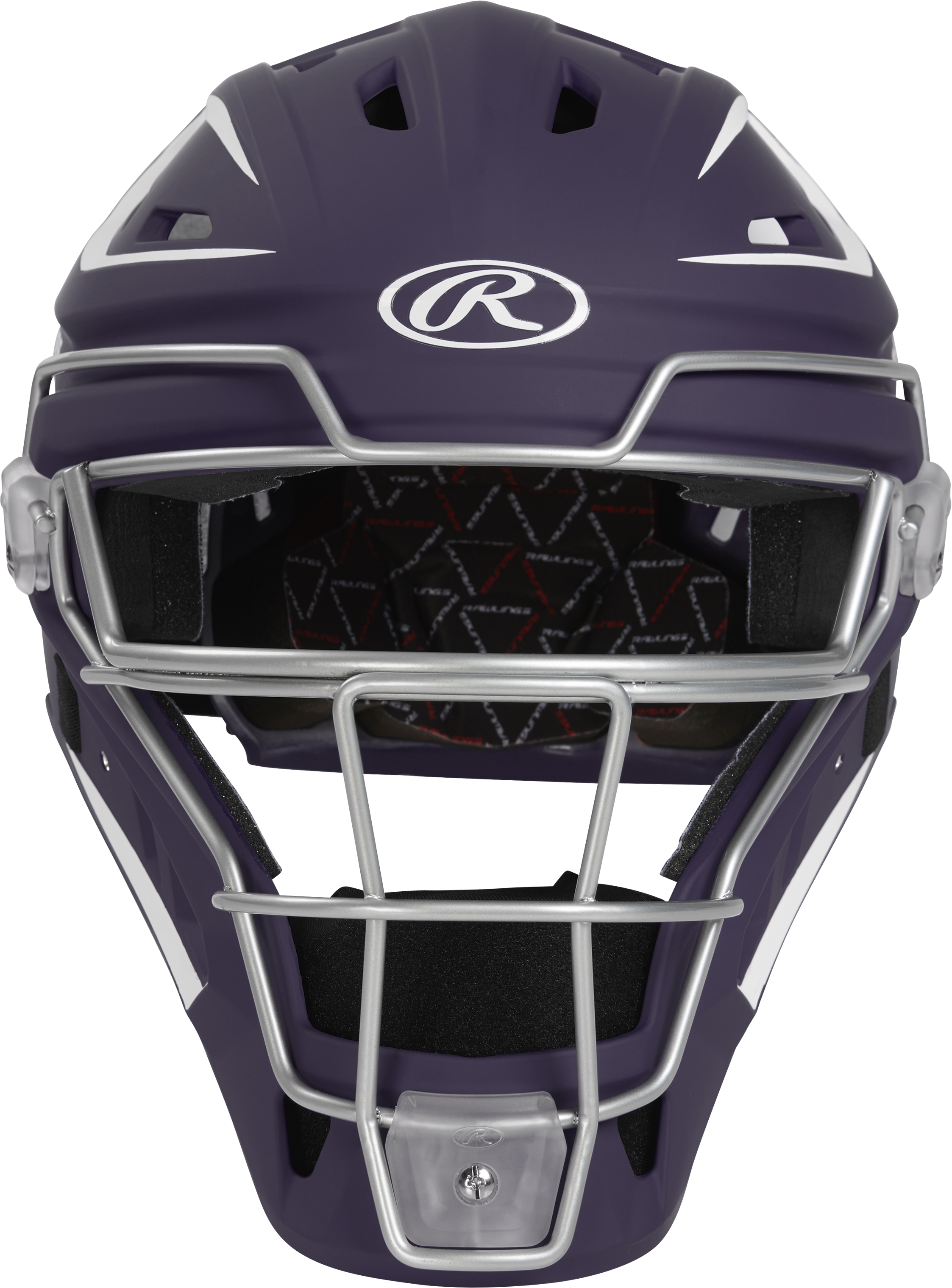 Rawlings Velo 2.0 Matte Junior Catchers Helmet - Purple/White