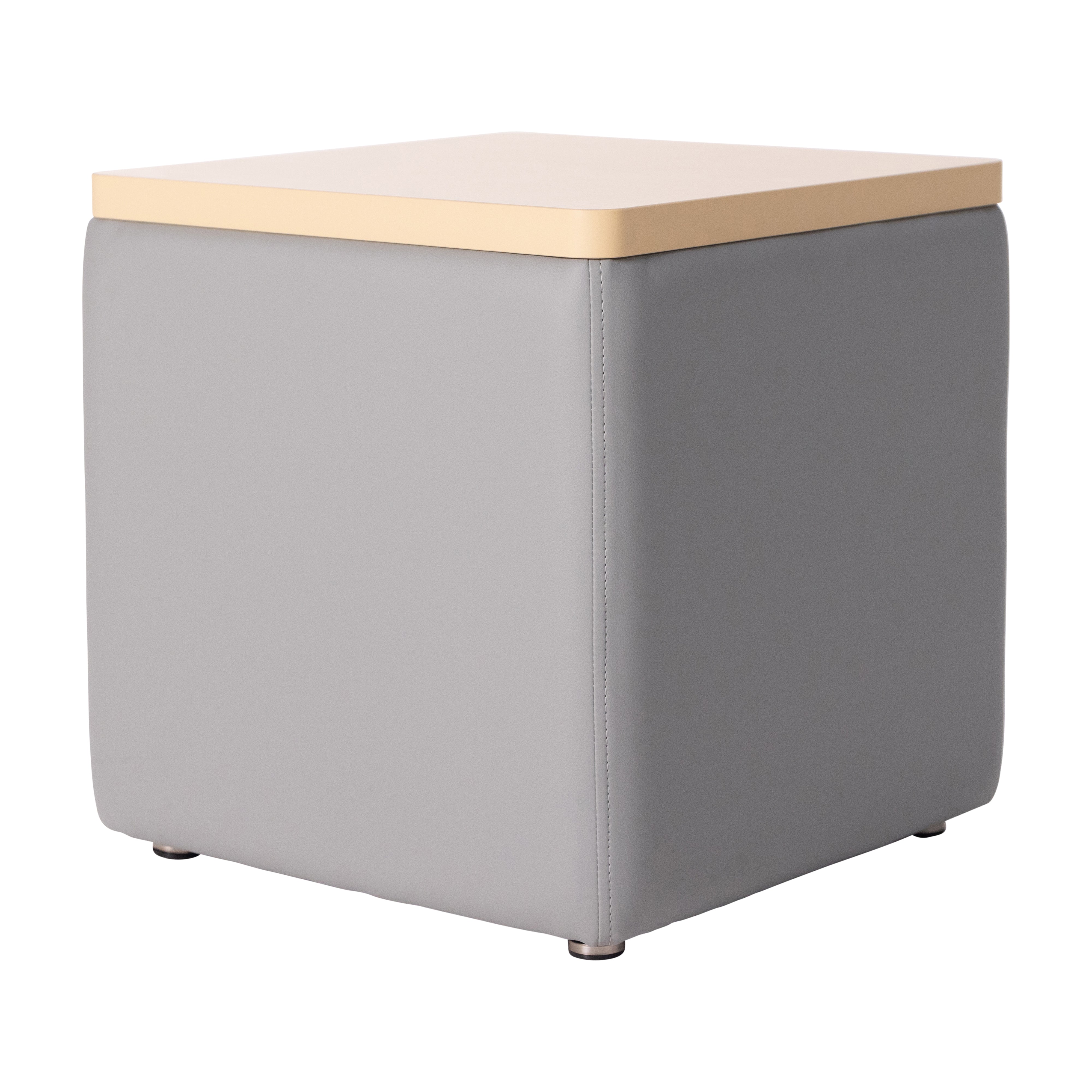 Pro Series Upholstered 18" x 18" Square Ottoman Table 18" Height - Gray/Maple