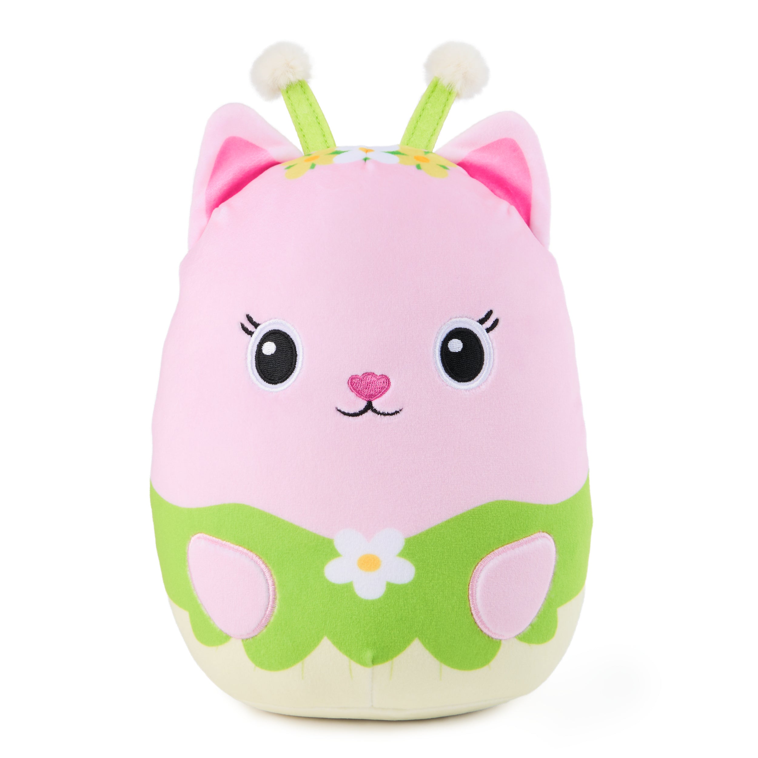 Gabby’s Dollhouse Official Kitty Fairy Squishy Plush Toy, Cat Stuffed Animal, Squishy Toys for Ages 1 & Up, Pink/Green, 8”