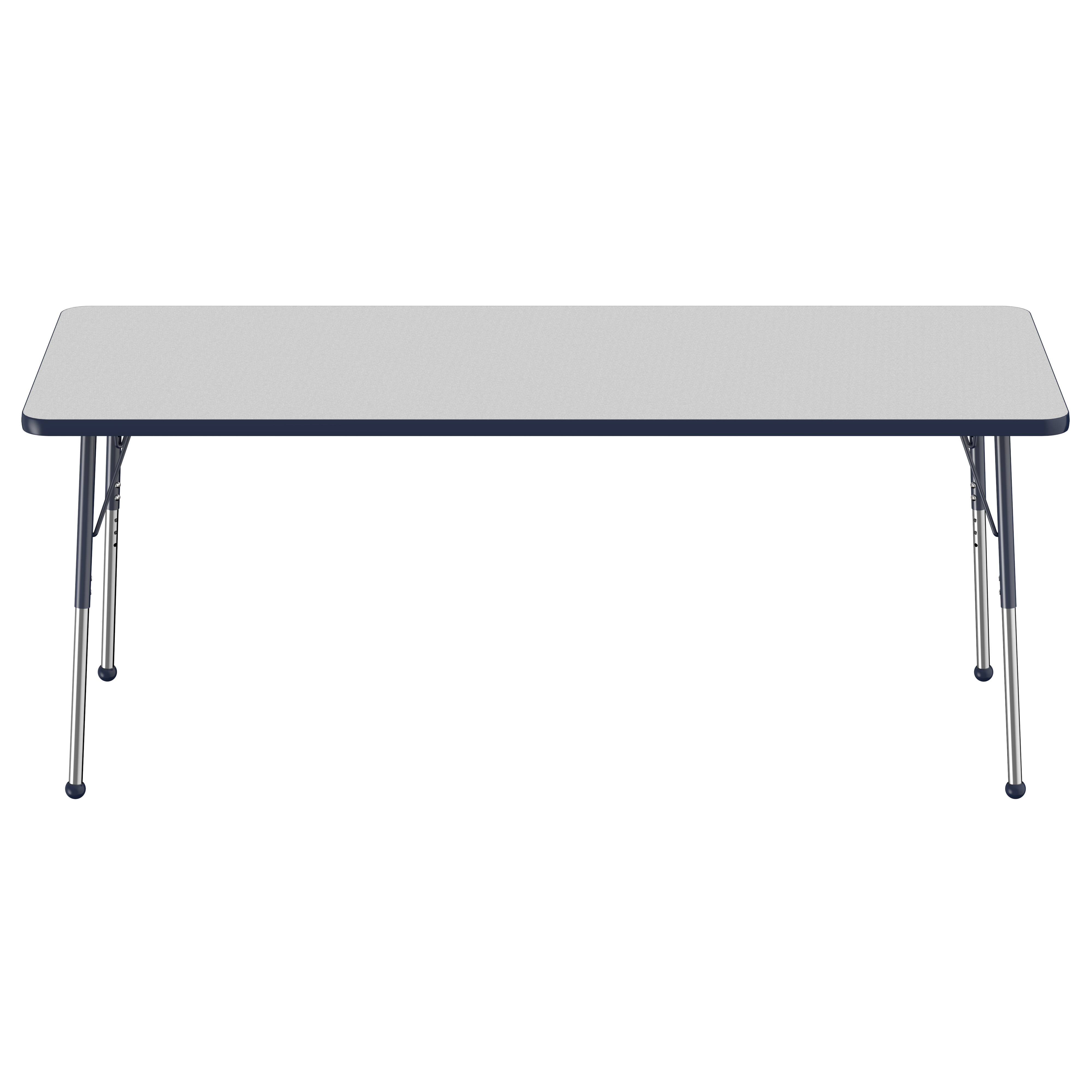 30" x 72" Rectangle T-Molding Activity Table with Adjustable Standard Ball Glide Legs - Gray/Navy