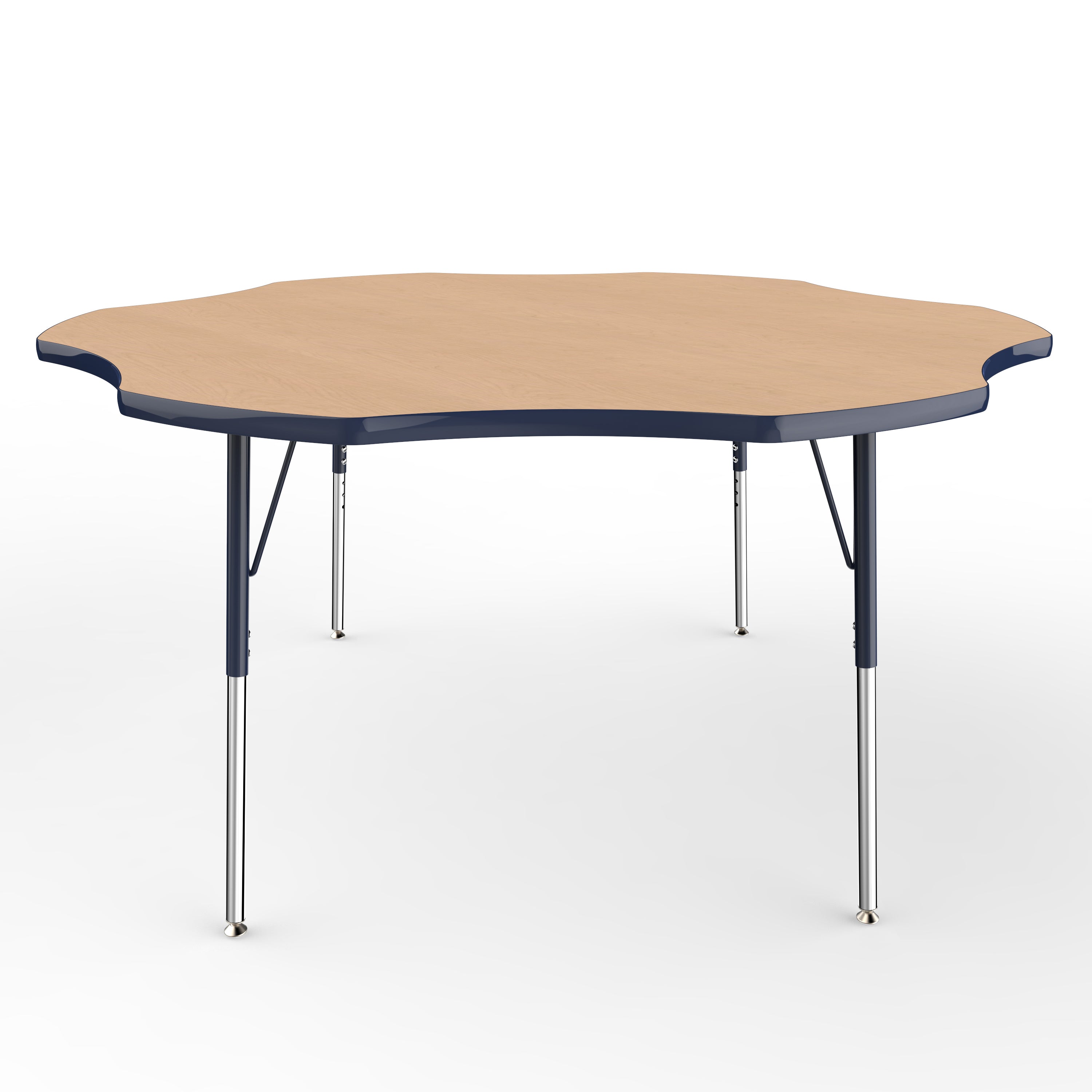 60" x 60" Flower T-Molding Activity Table with Adjustable Standard Swivel Glide Legs - Maple/Navy