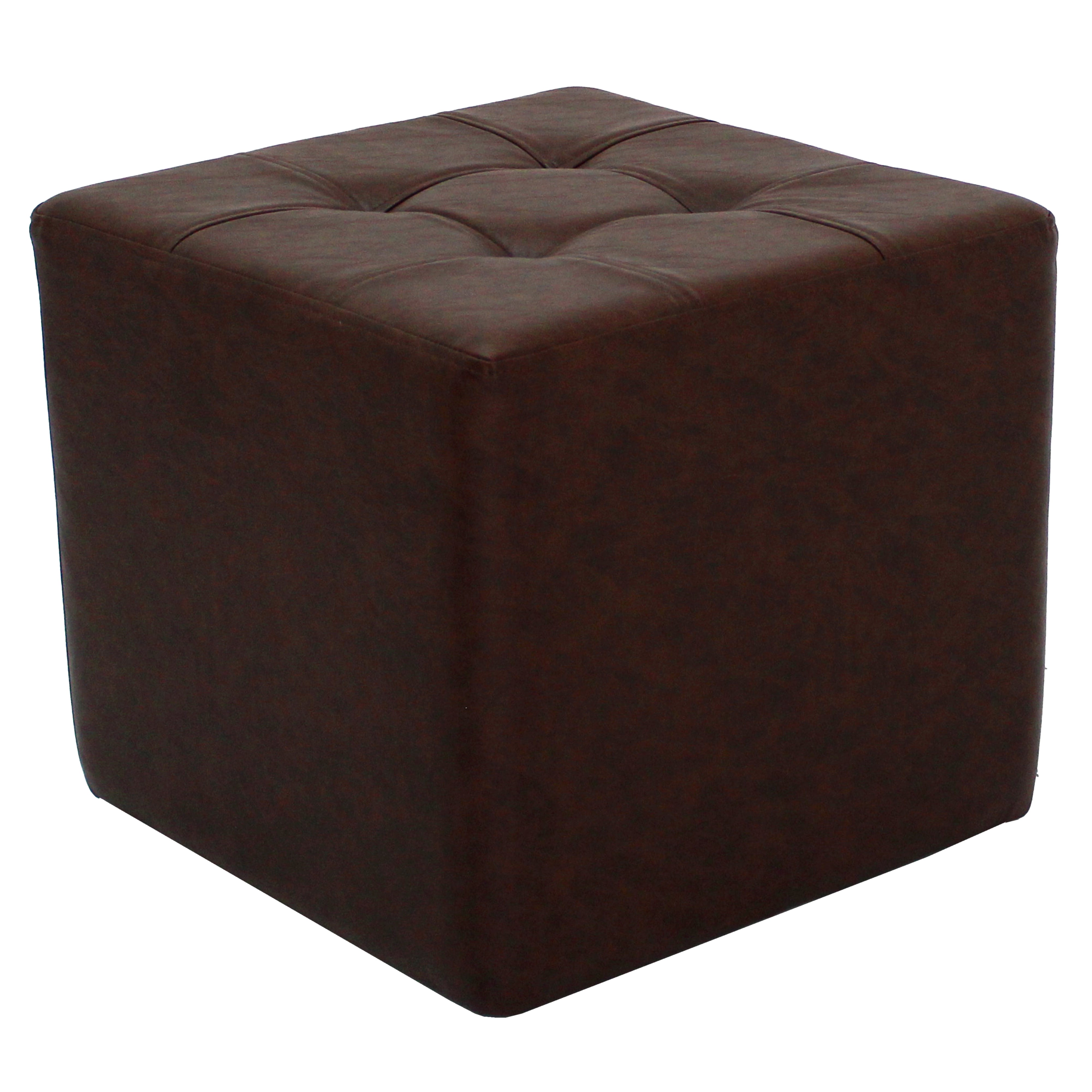 Rustic Tufted Square Ottoman 16" Height - Walnut