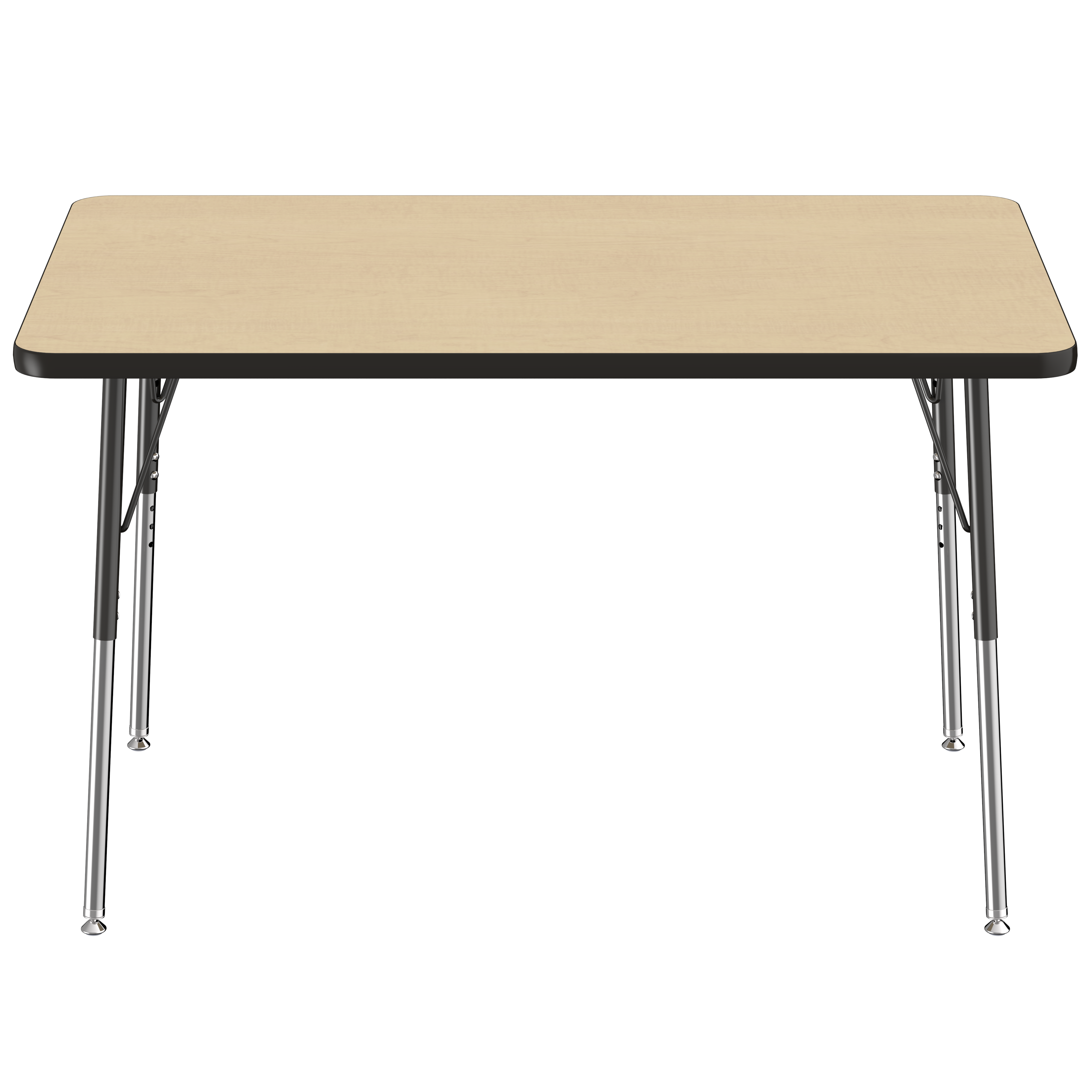 30" x 48" Rectangle T-Molding Activity Table with Adjustable Standard Swivel Glide Legs - Maple/Black