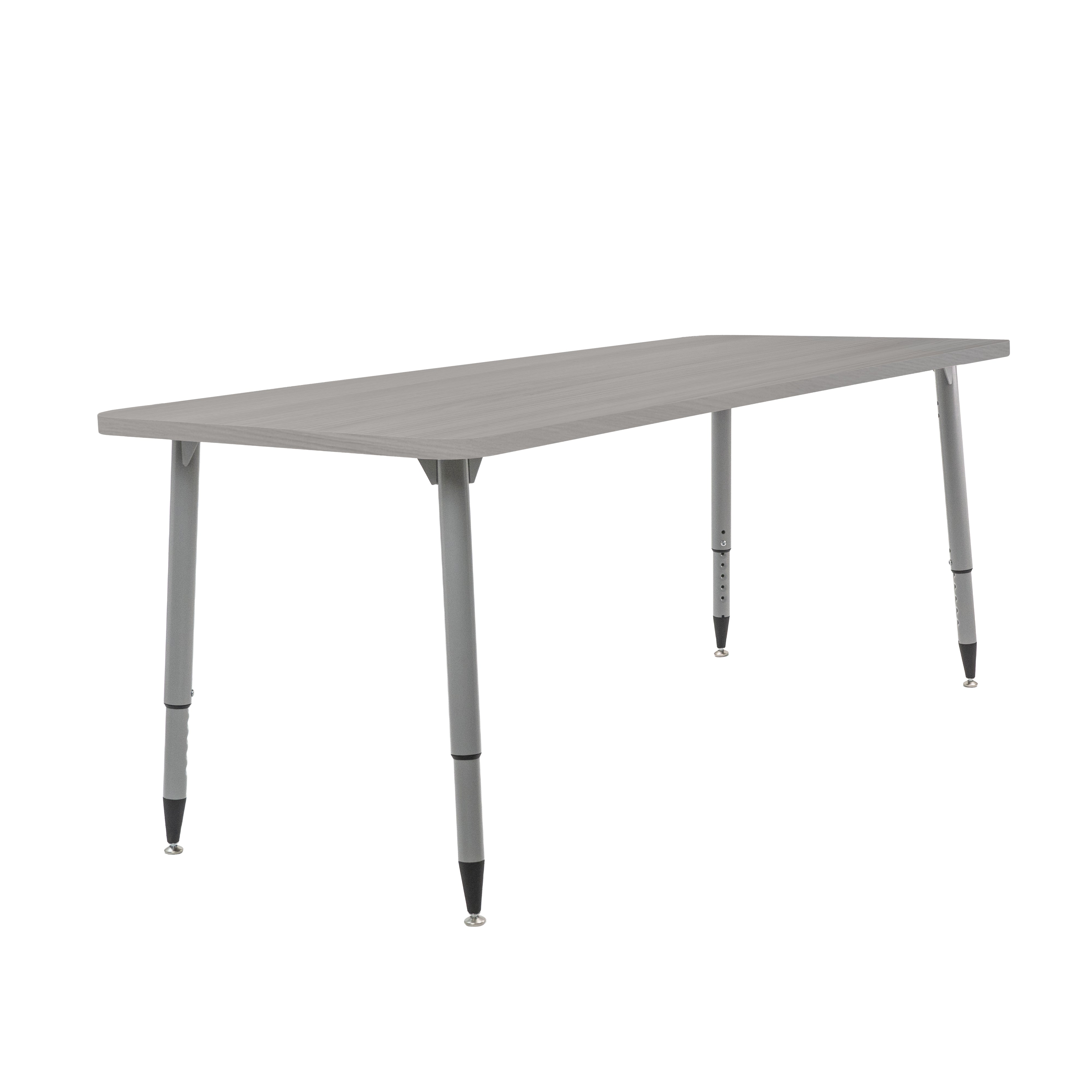 Adapte 30" x 72" Rectangle Woodgrain Activity Table with Adjustable Tapered Legs - Light Gray Wood/Silver