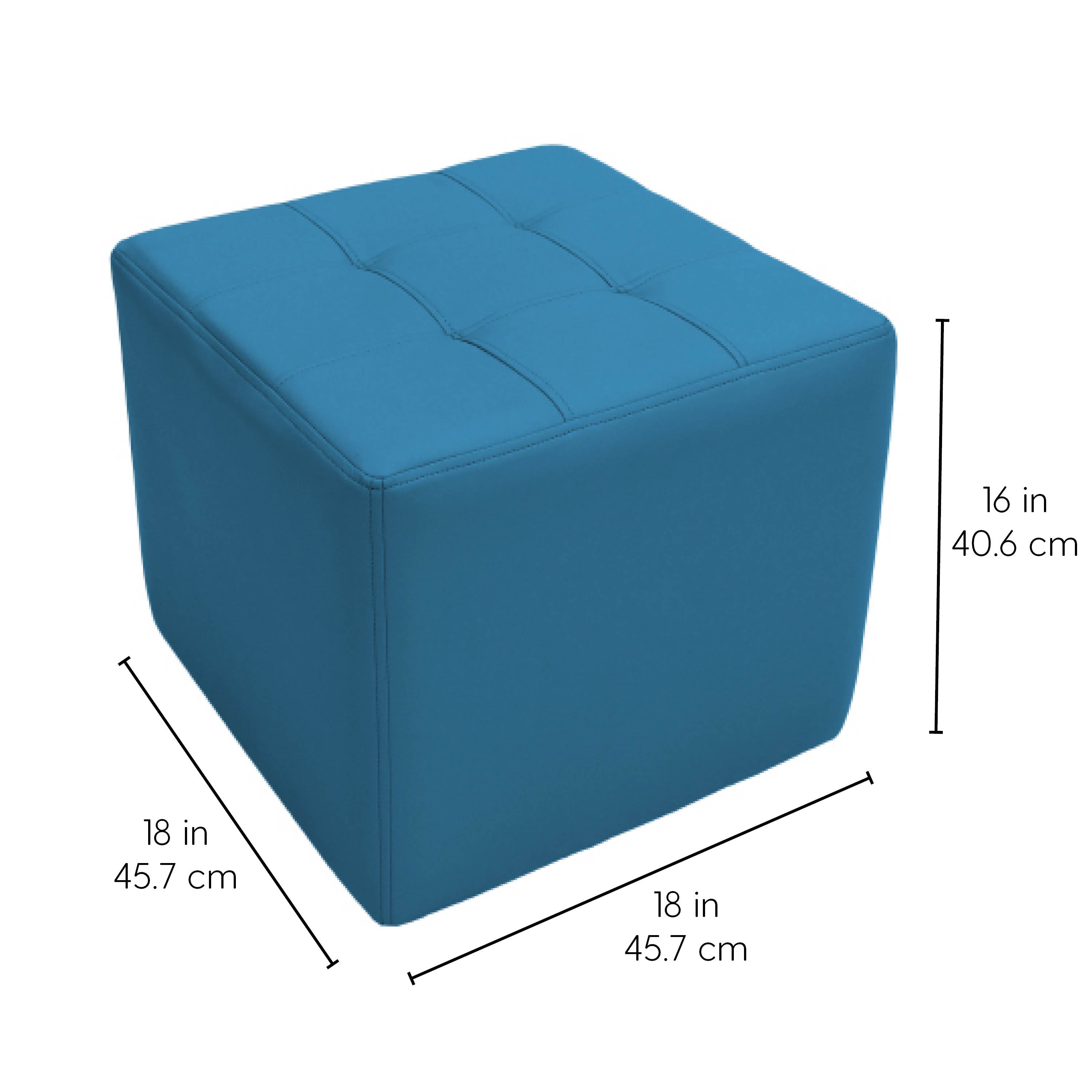 Tufted Square Ottoman 16" Height - French Blue