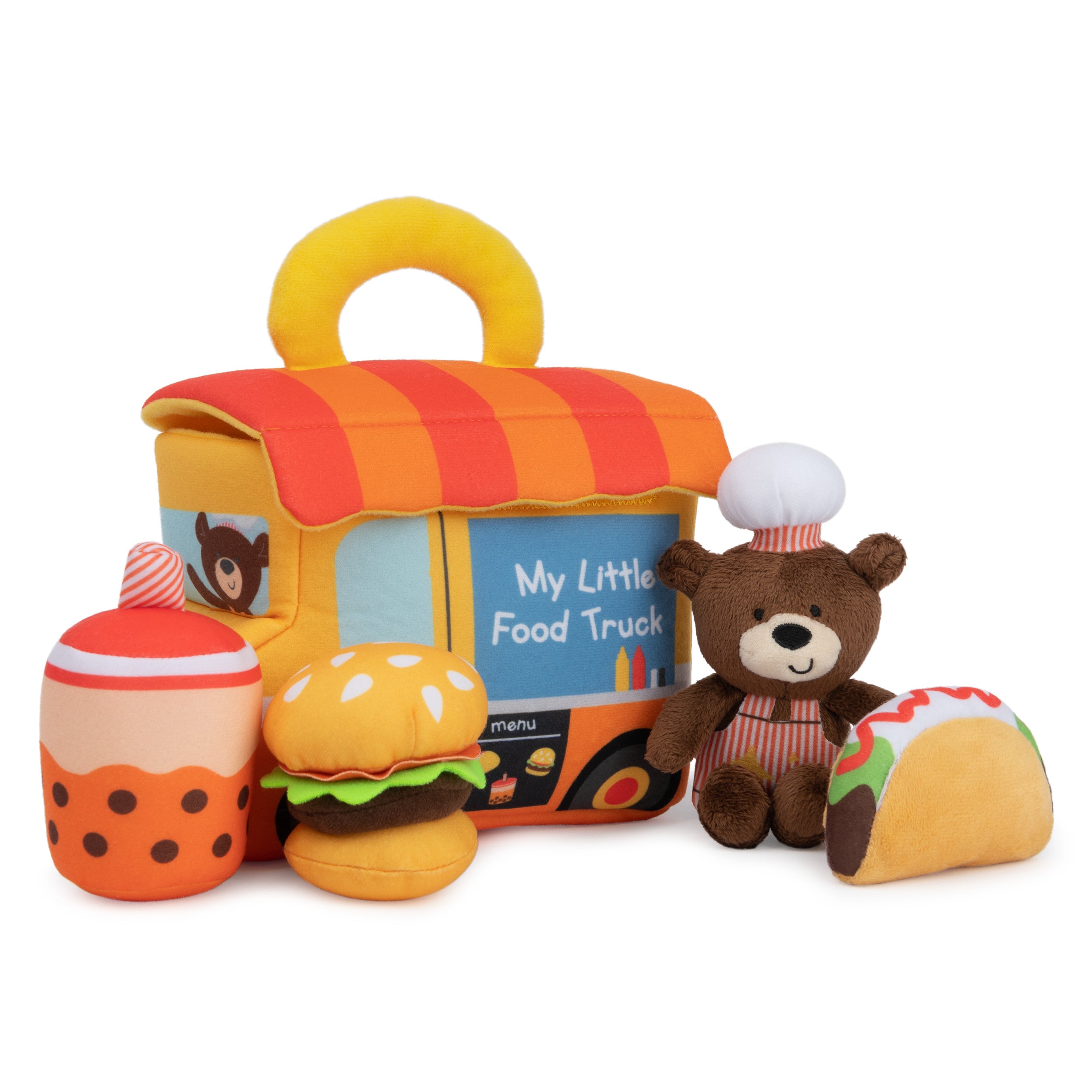Baby GUND Play Soft Collection, My Little Food Truck 5-Piece Plush Playset with Rattle, Squeaker and Crinkle Sound Toys, Sensory Toy for Babies, 7.5”