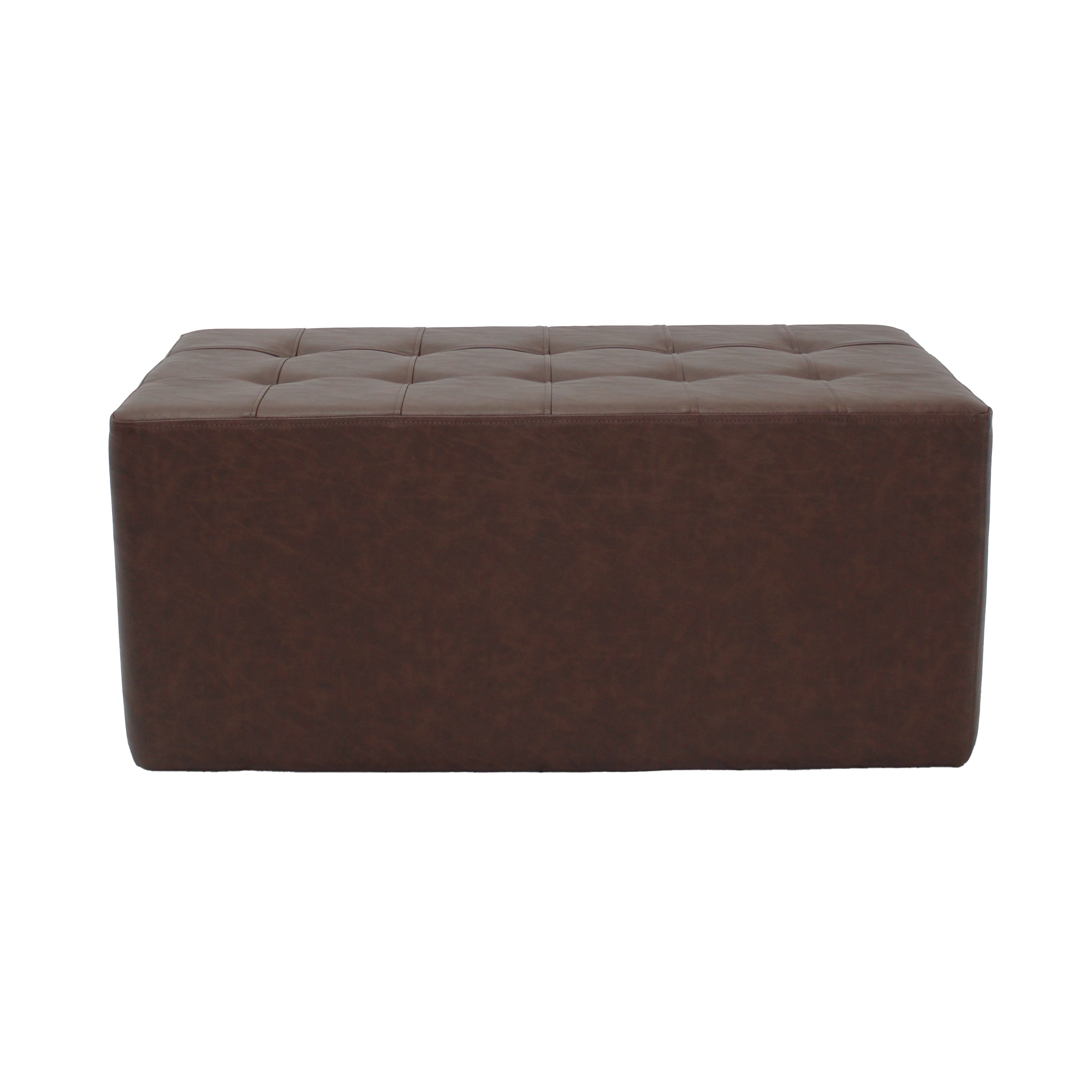 Rustic Tufted Rectangle Ottoman 16" Height - Walnut