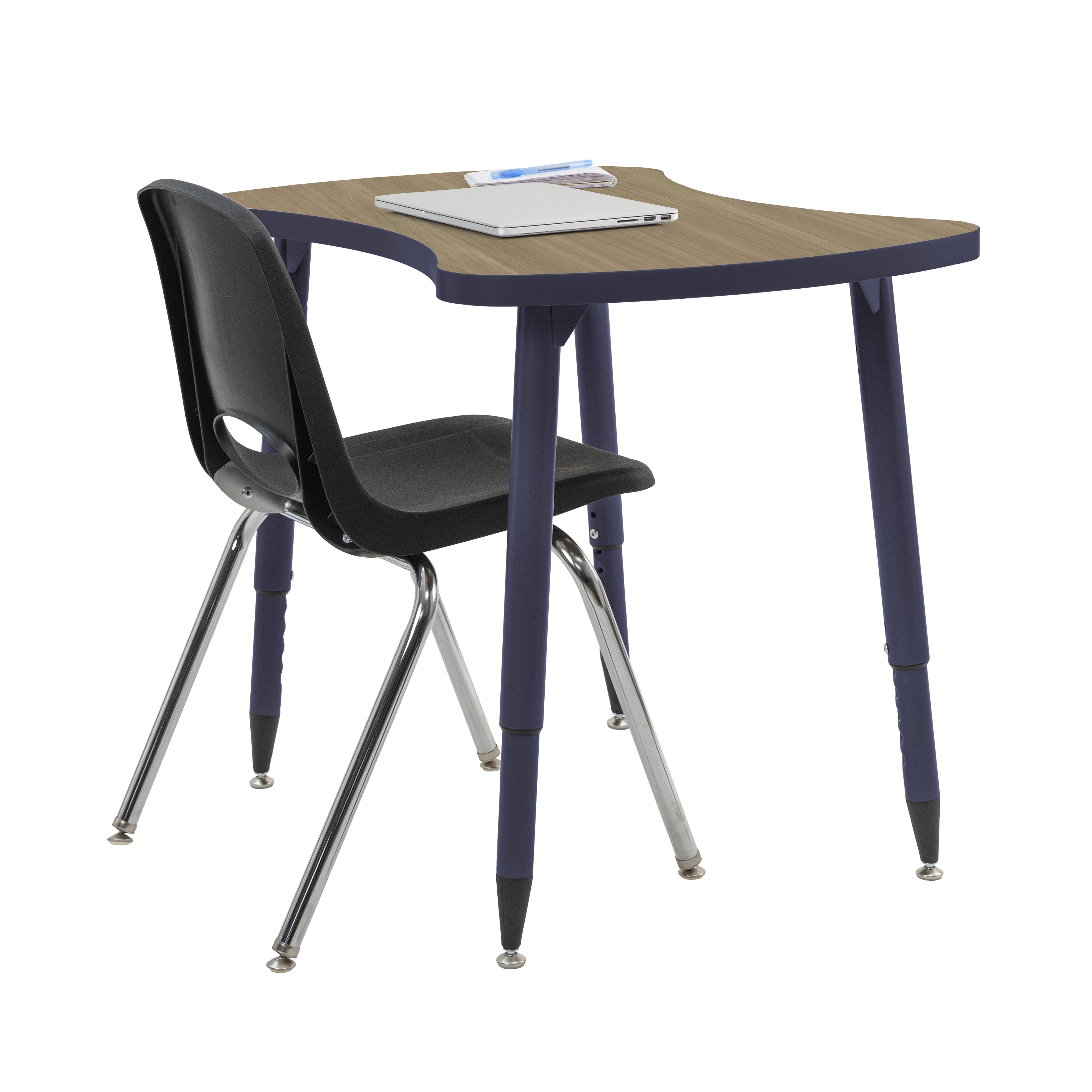 Adapte 25" x 37" Bowtie Thermofused Activity Table with Adjustable Tapered Legs - Pasadena Oak/Navy