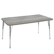 36" x 60" Rectangle La Madera Activity Table with Standard Legs - Light Gray Wood/Silver